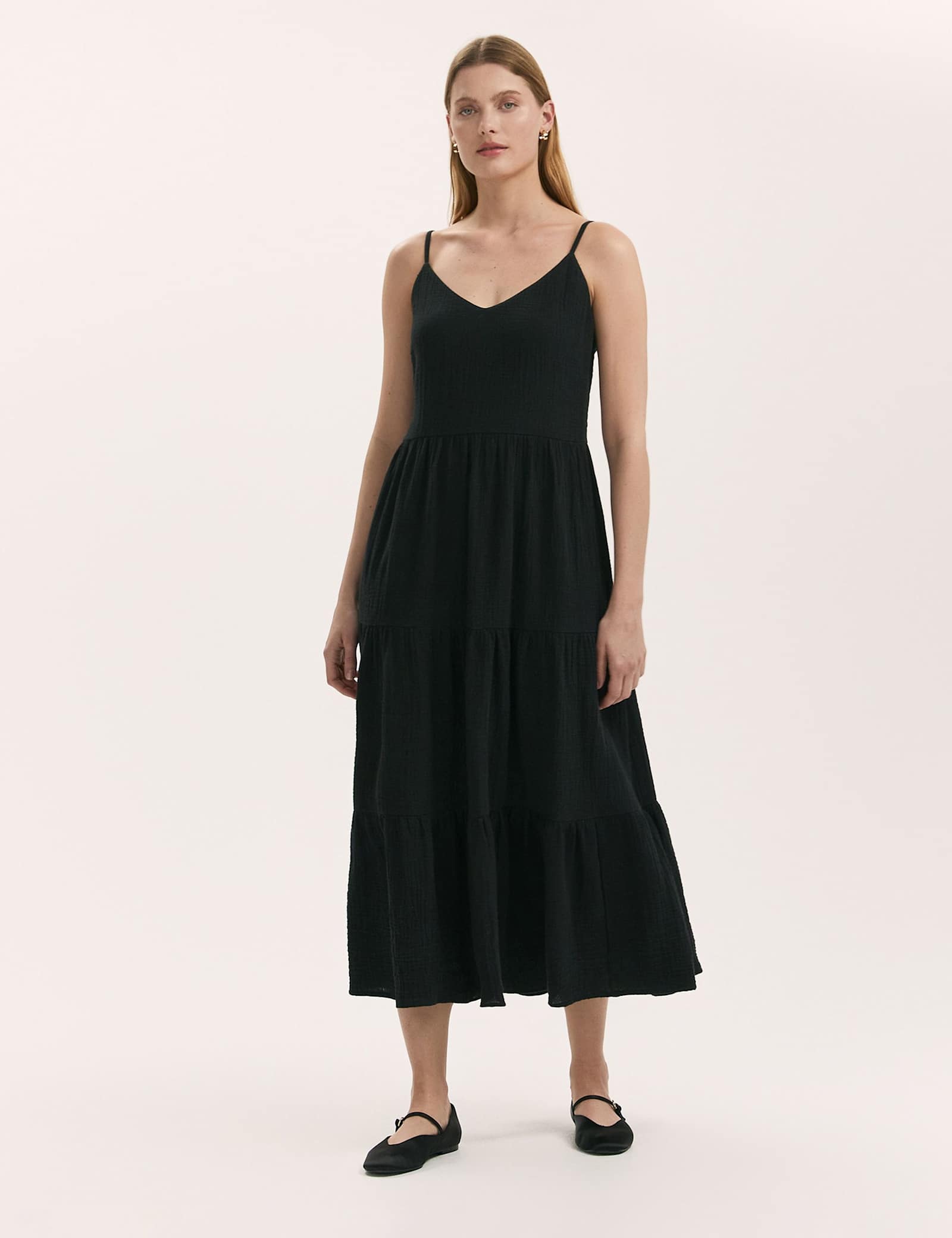 Pure Cotton Textured Midi Tiered Dress - image 3