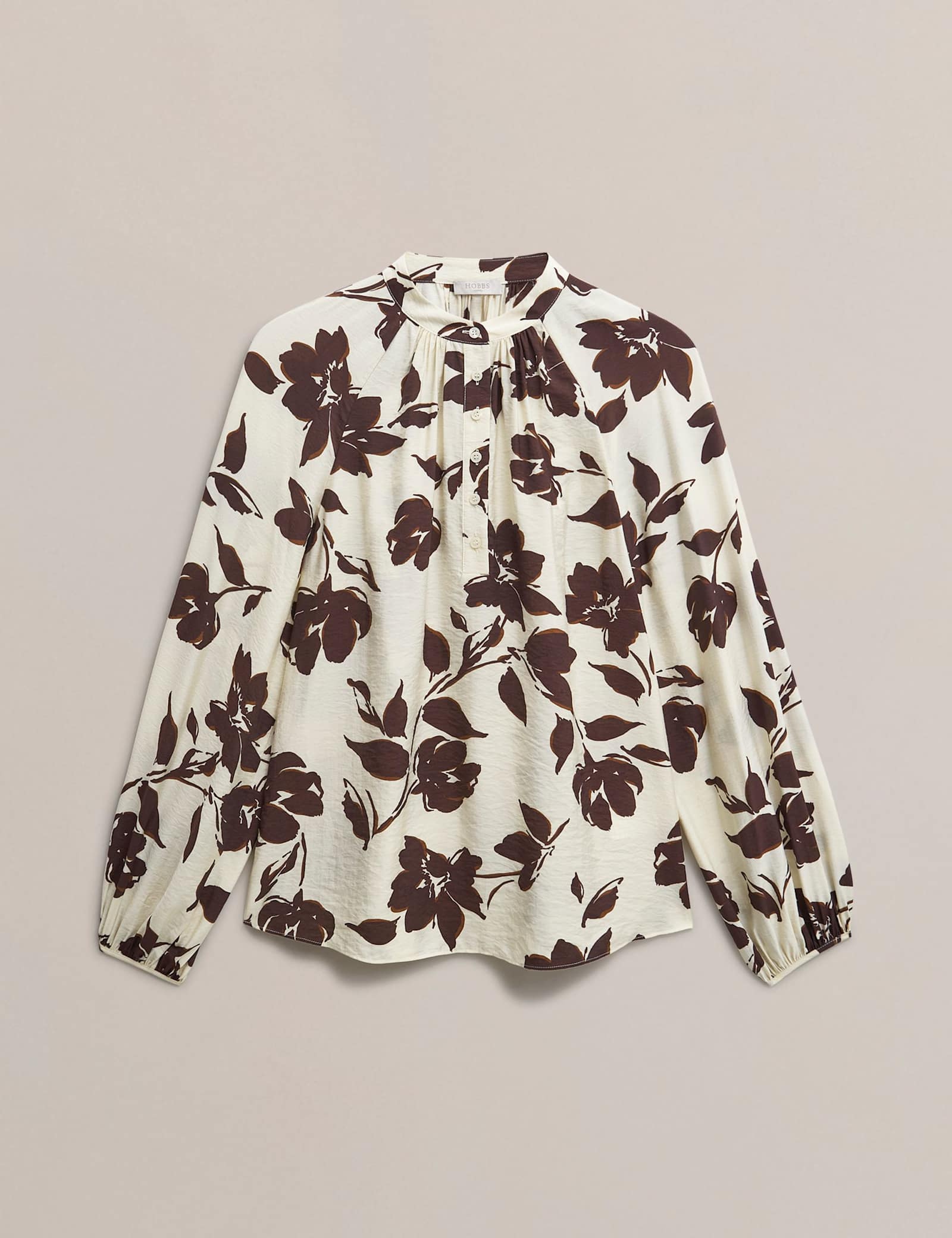 Floral Crew Neck Button Detail Blouse - image 1