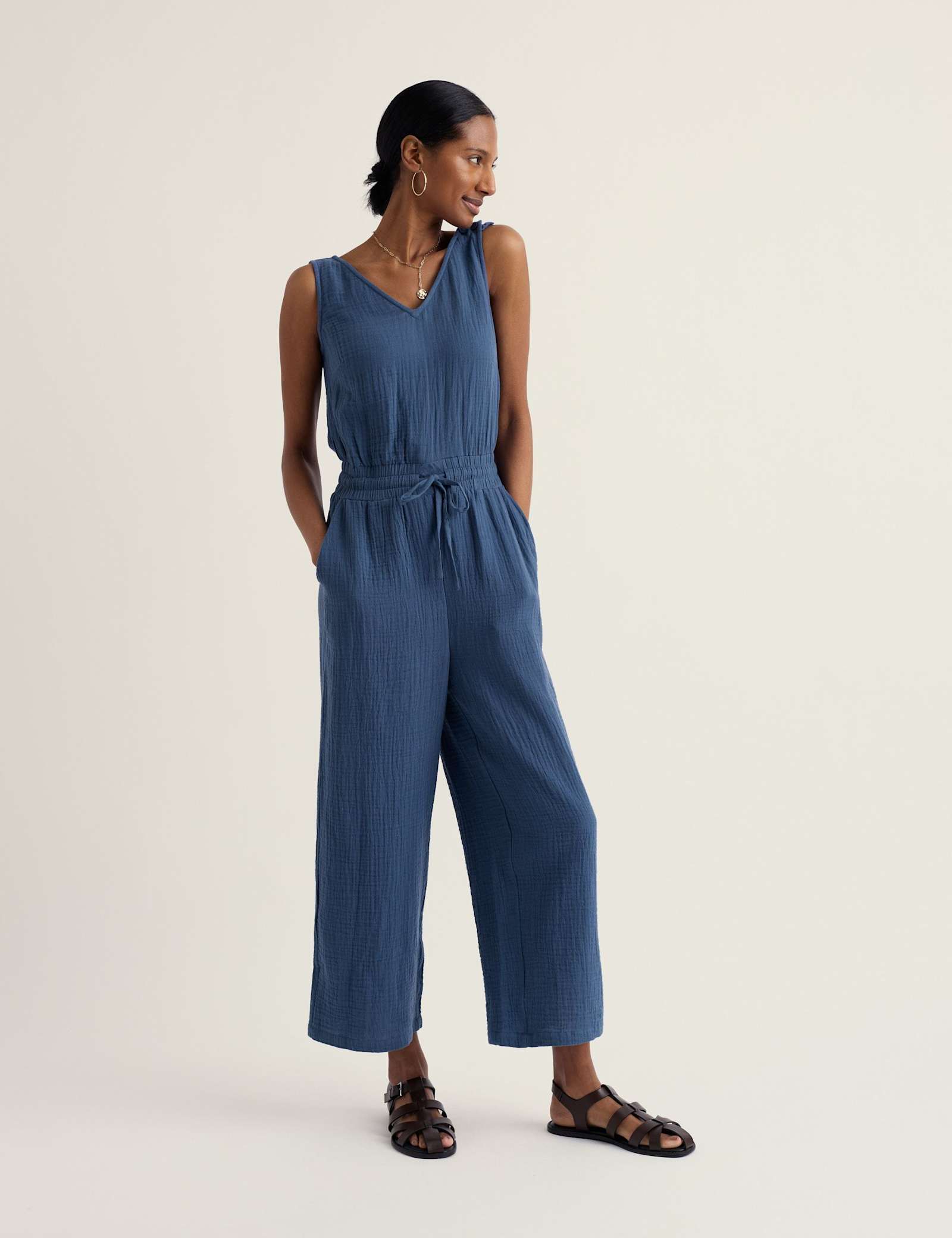 Pure Cotton Sleeveless Cropped Jumpsuit - image 2