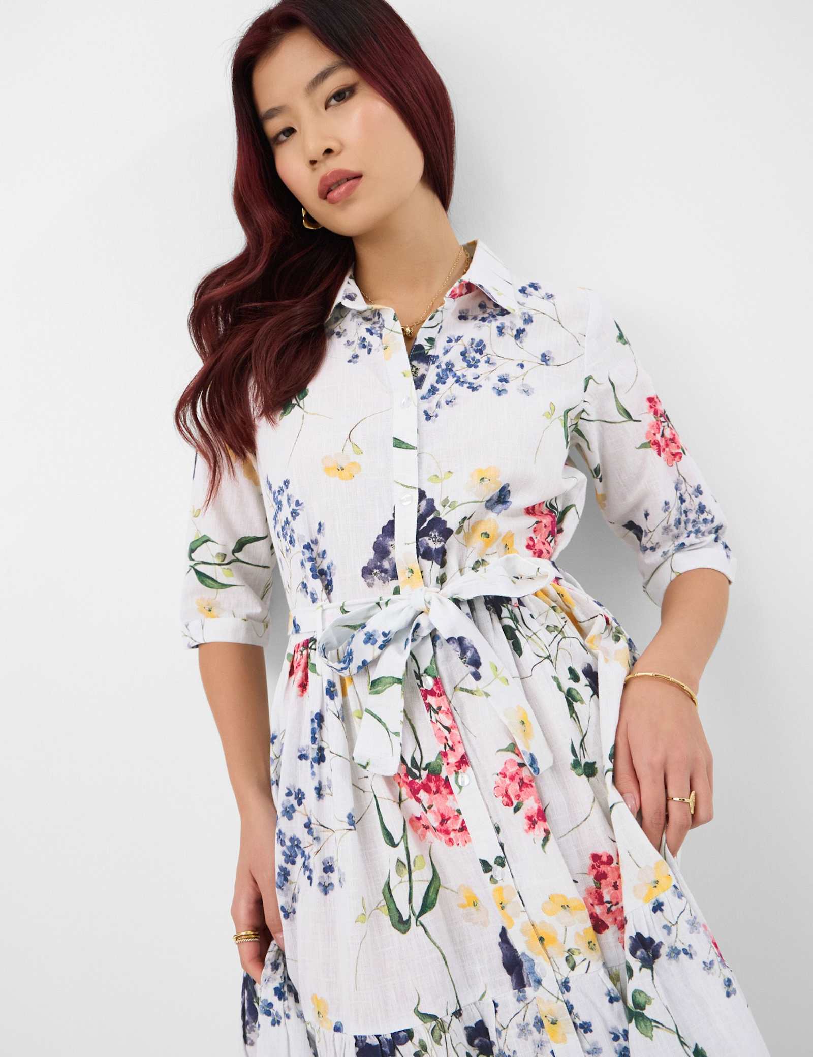 Pure Cotton Floral Belted Maxi Shirt Dress - image 4