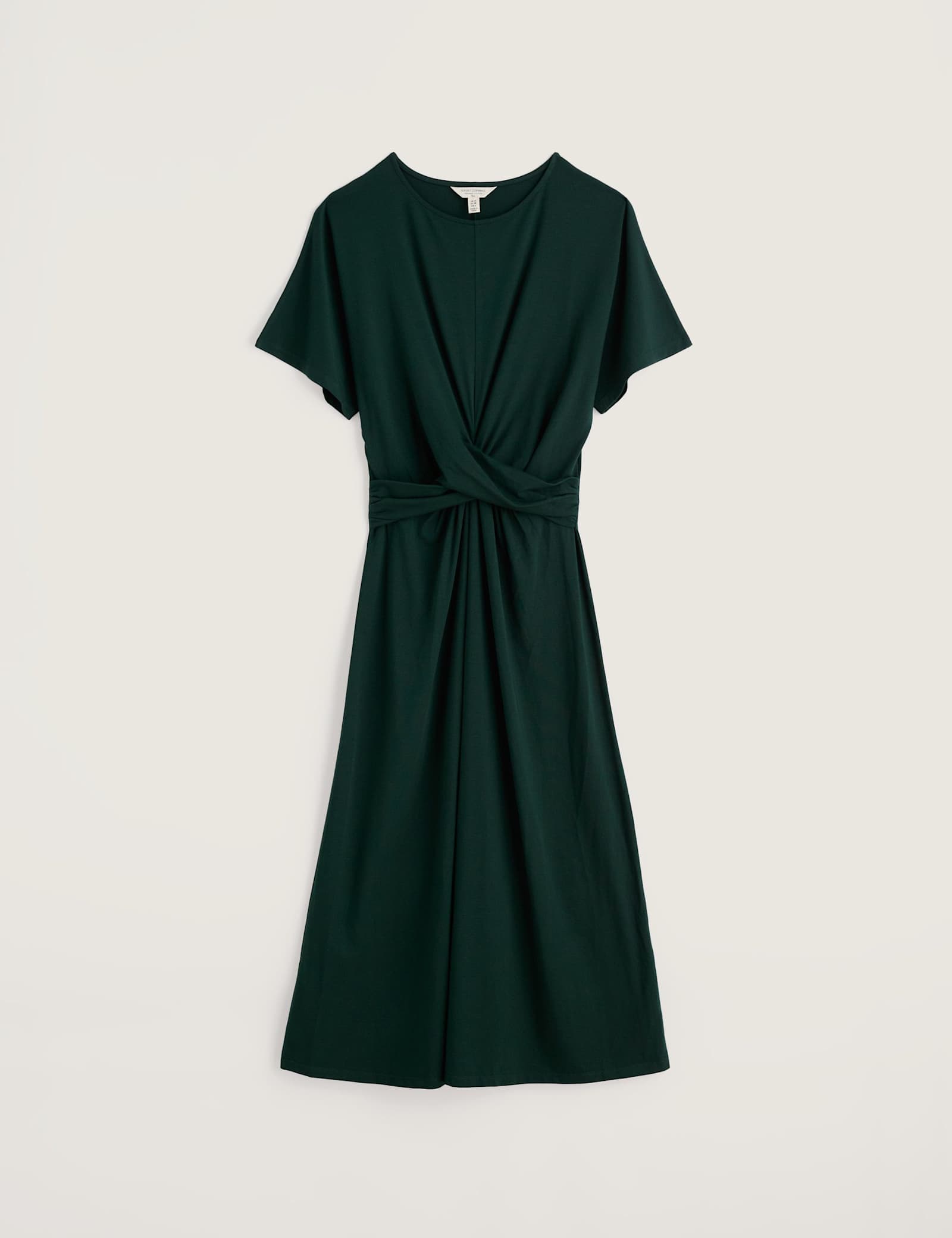 Cotton Rich Twist Front Midi Waisted Dress - image 1