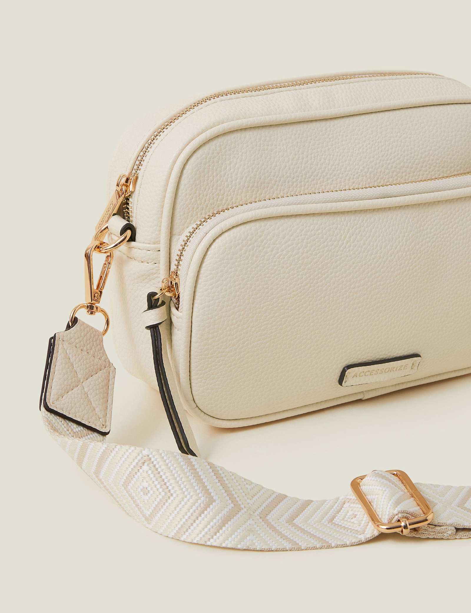 Faux Leather Double Zip Cross Body Camera Bag - image 3
