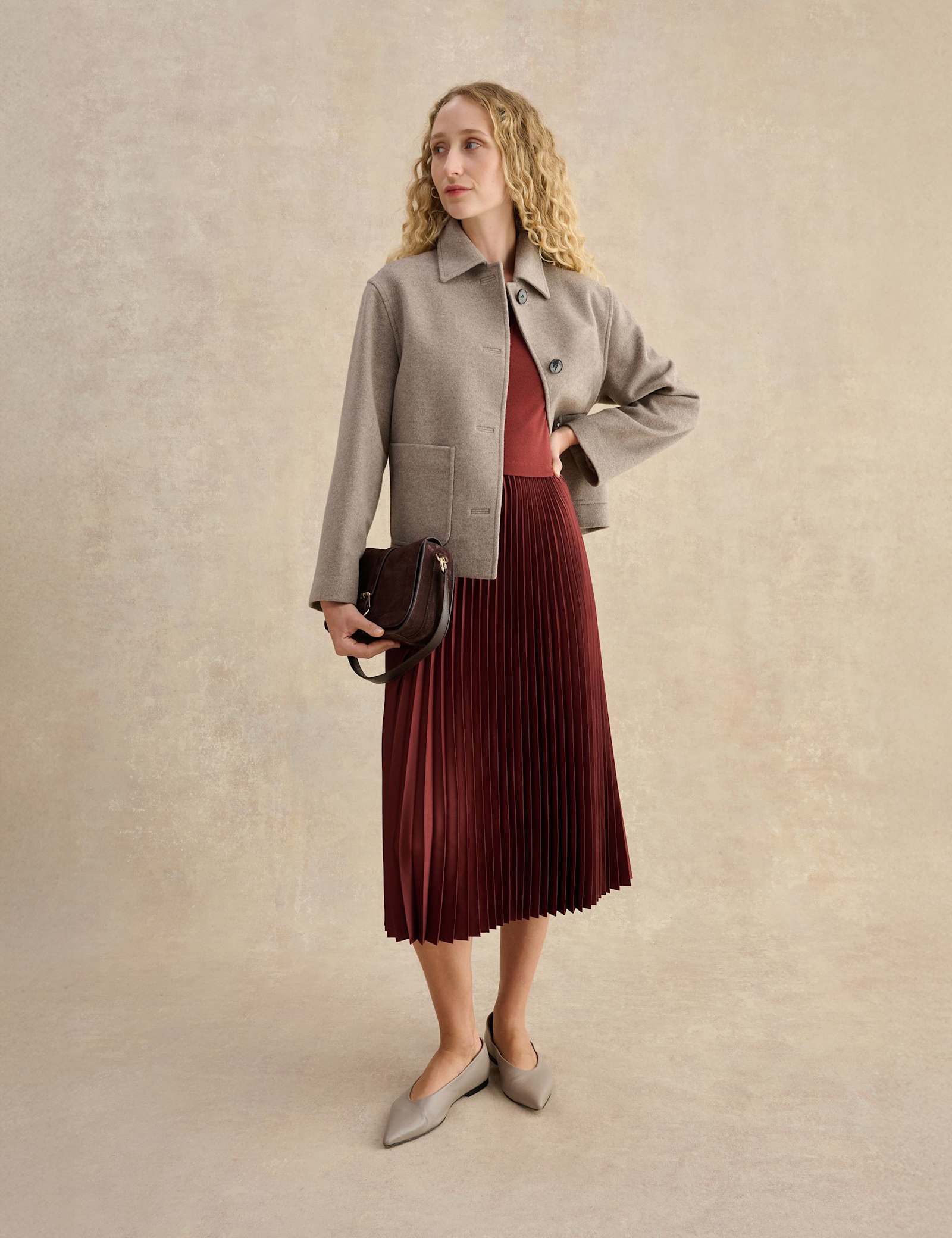 Pleated Knee Length Shift Dress - image 2