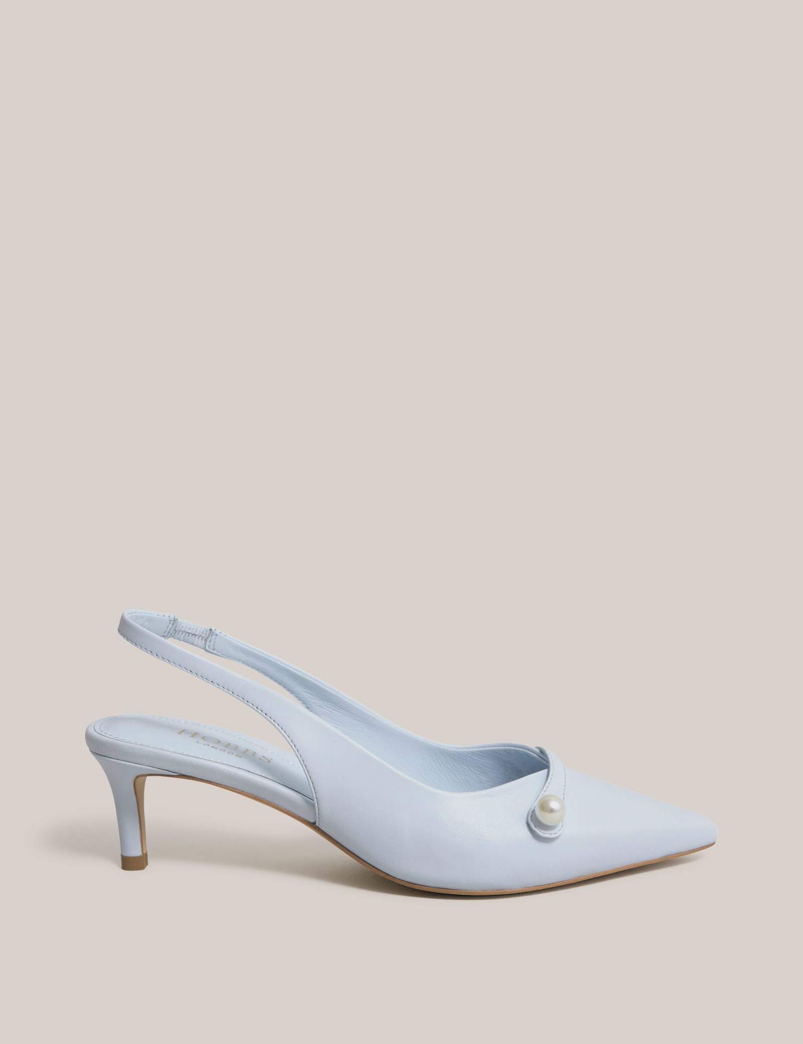 Leather Kitten Heel Slingback Shoes - image 2