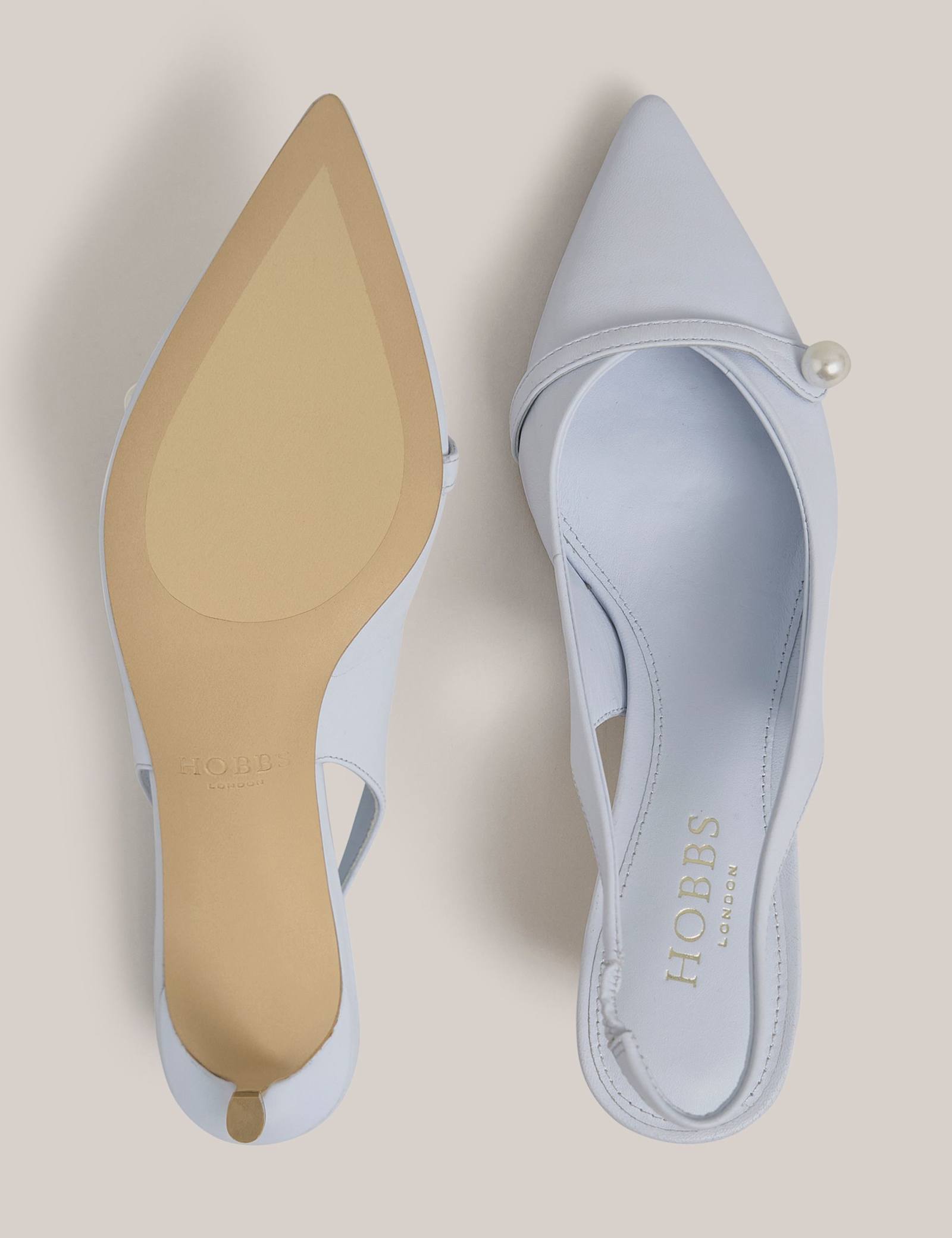 Leather Kitten Heel Slingback Shoes - image 5