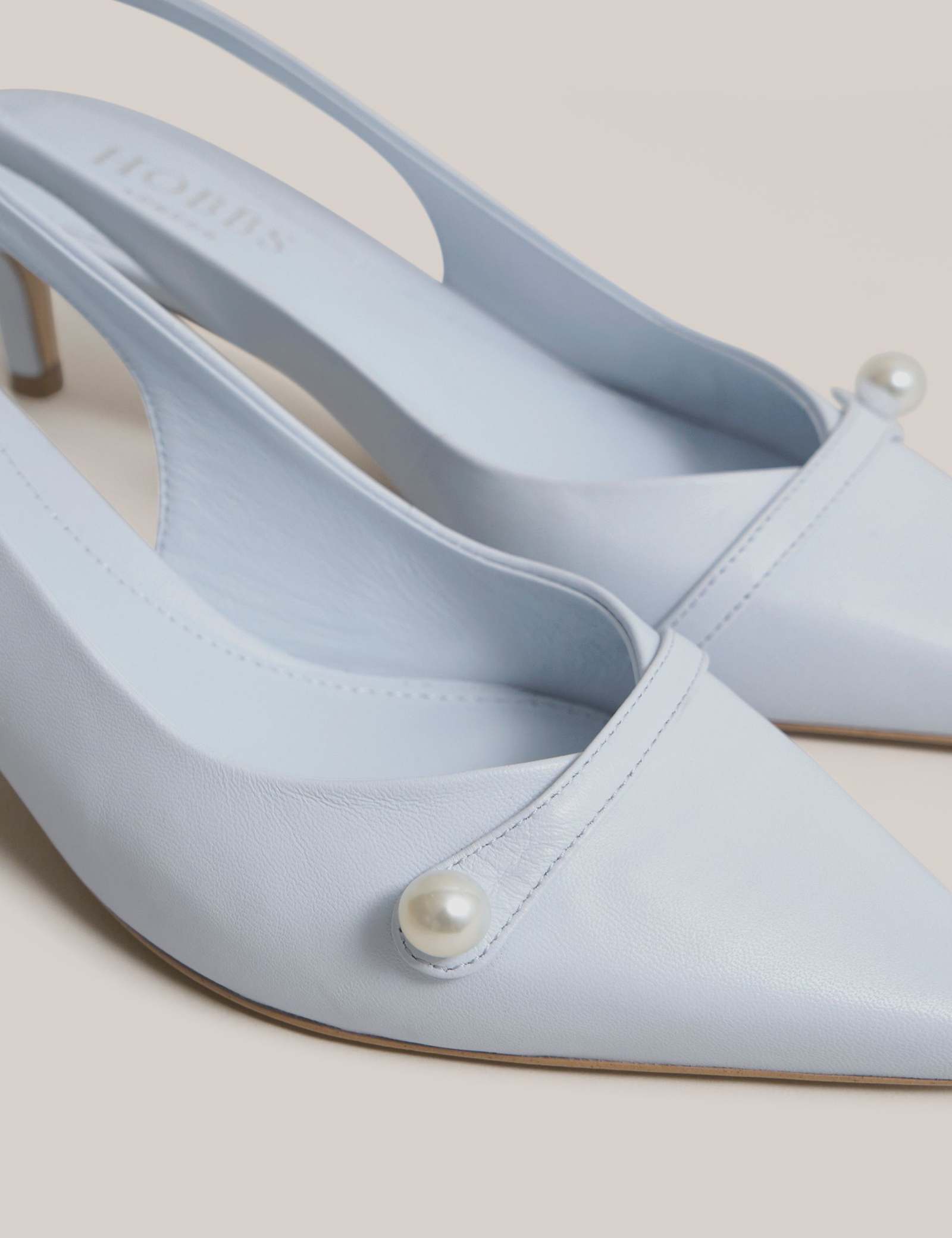 Leather Kitten Heel Slingback Shoes - image 3