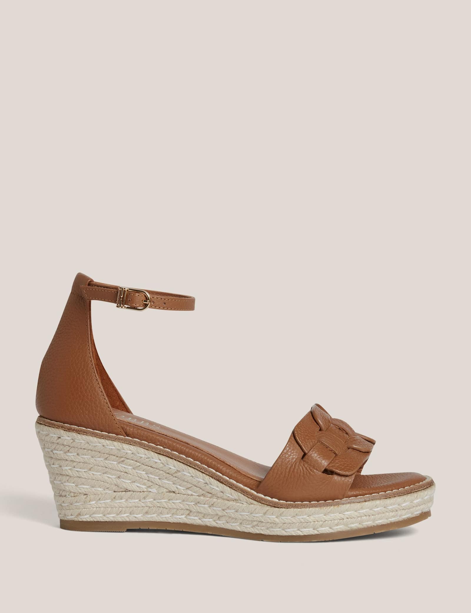Leather Ankle Strap Wedge Espadrilles - image 1