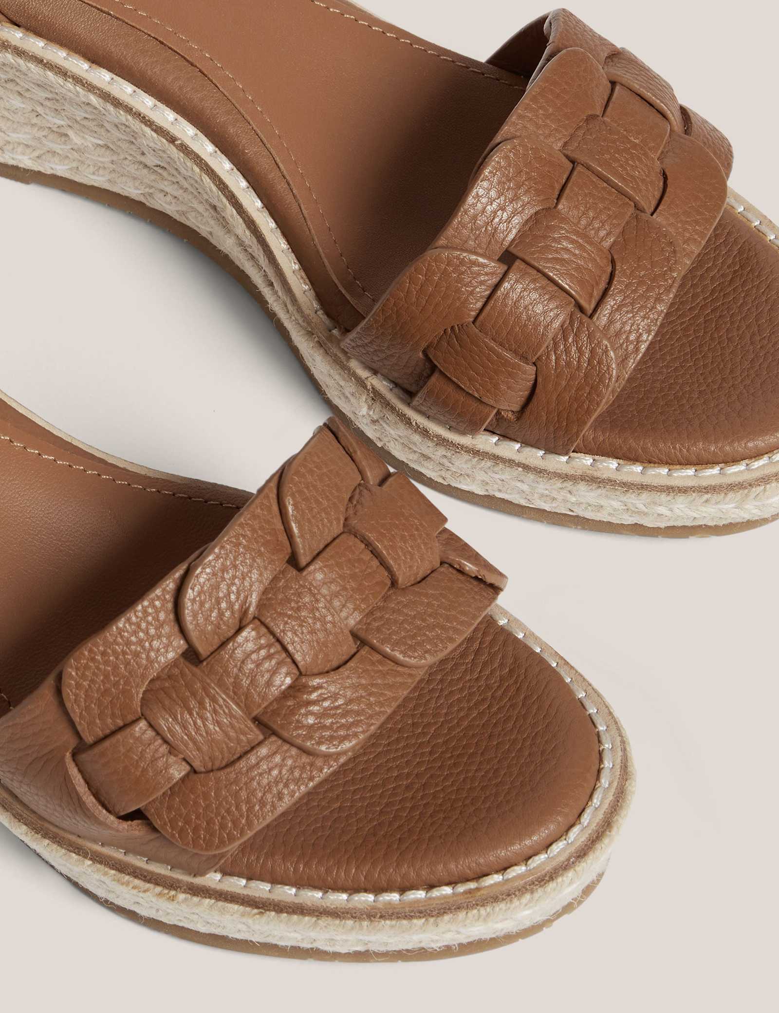 Leather Ankle Strap Wedge Espadrilles - image 2