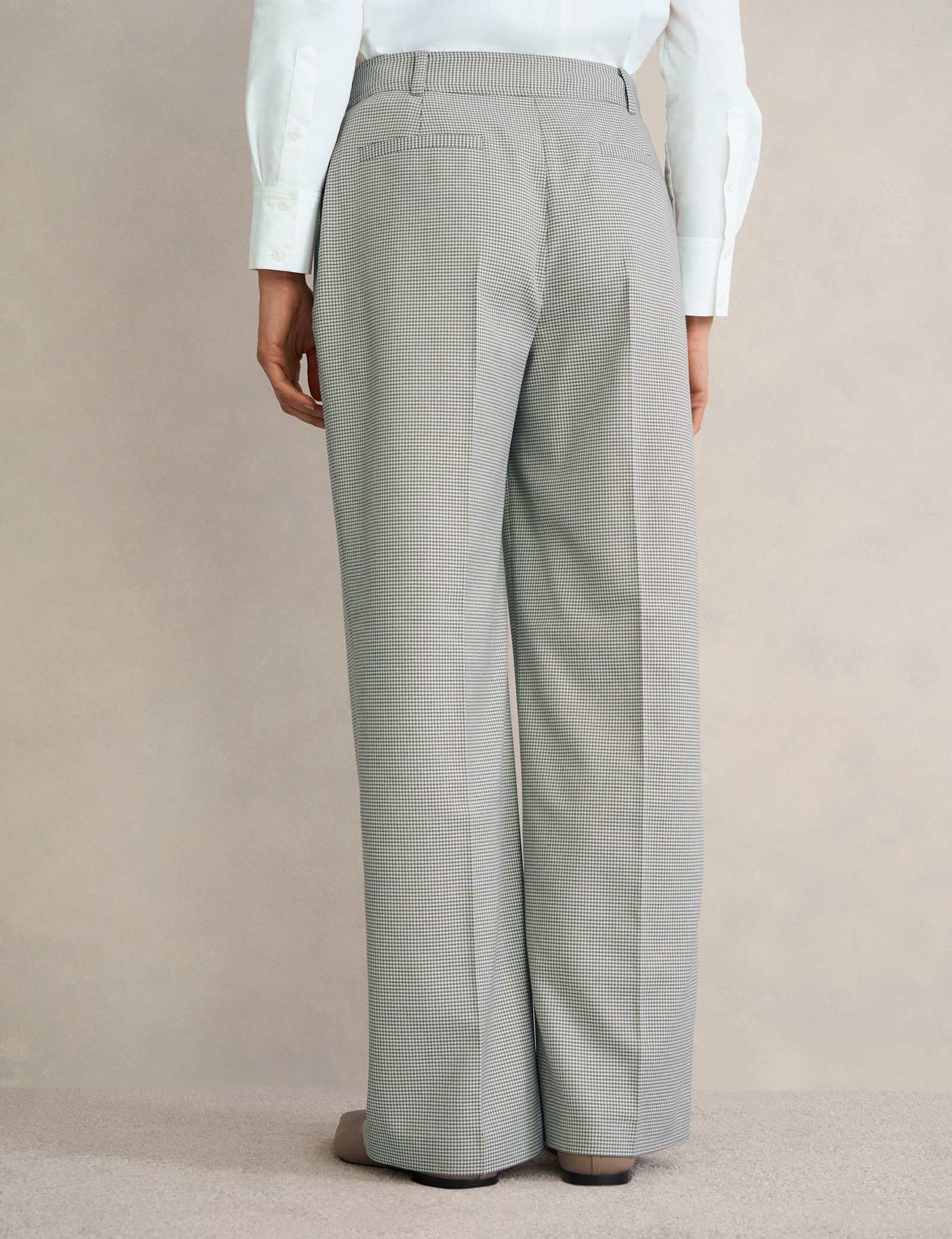 Puppytooth Mid Rise Wide Leg Trousers - image 4