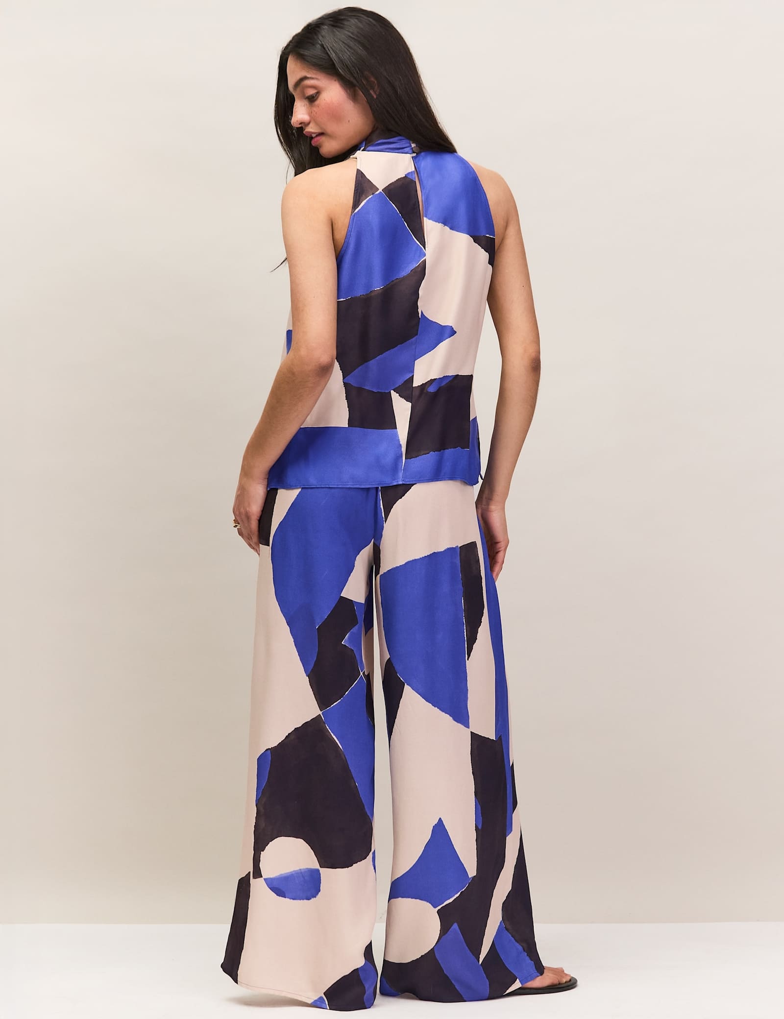 Abstract Print Cowl Neck Top - image 2