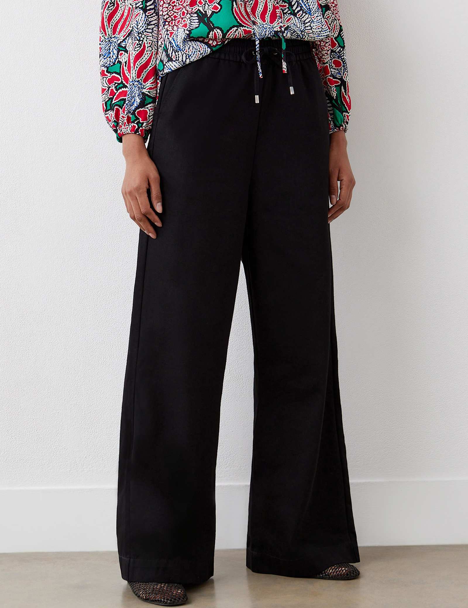 Denim Drawstring Wide Leg Trousers - image 4