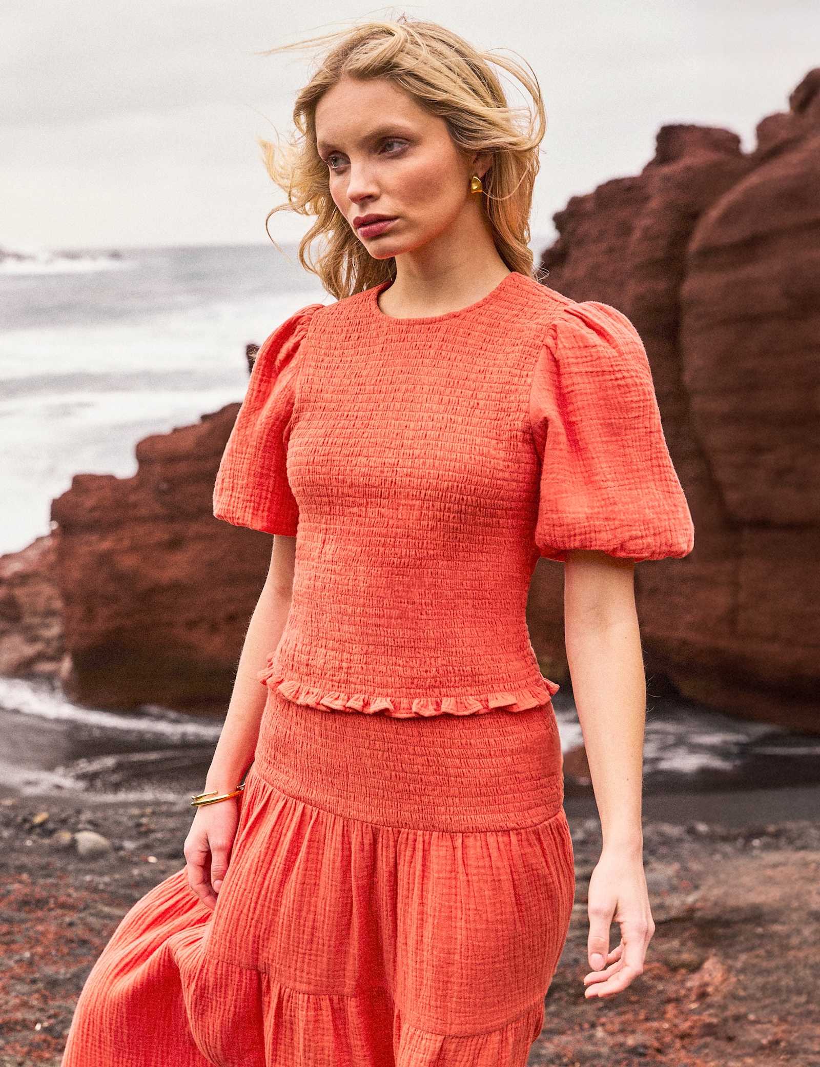 Pure Cotton Cheesecloth Shirred Top - image 3