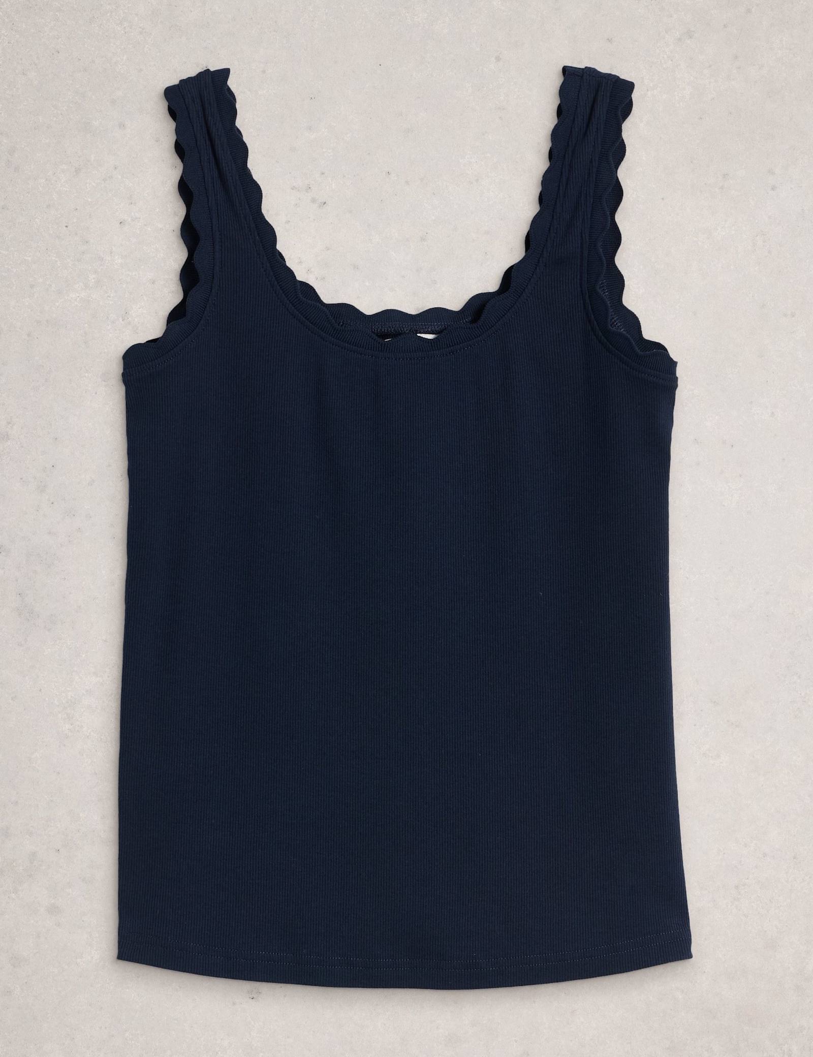 Pure Cotton Ribbed Wavy Trim Vest - image 3