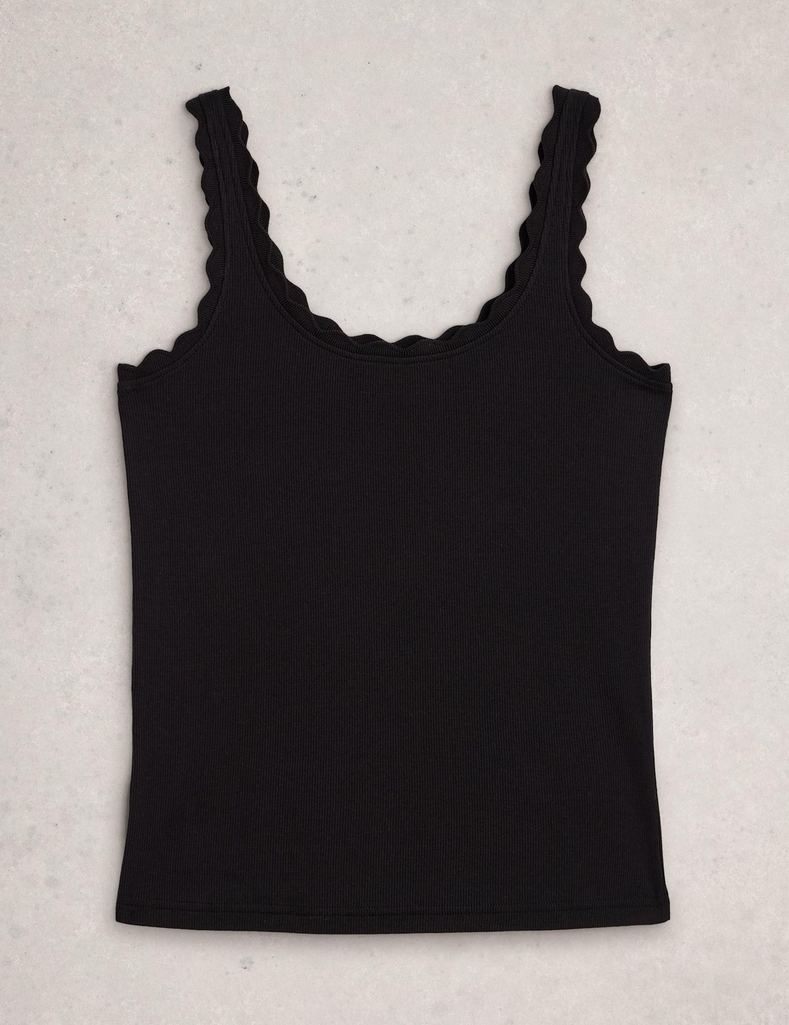Pure Cotton Ribbed Wavy Trim Vest - image 2