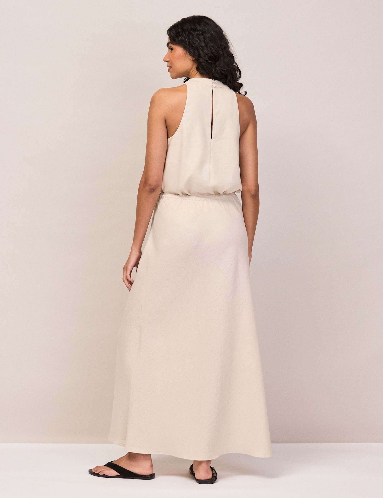 Linen Rich Drawstring Maxi Slip Skirt - image 3