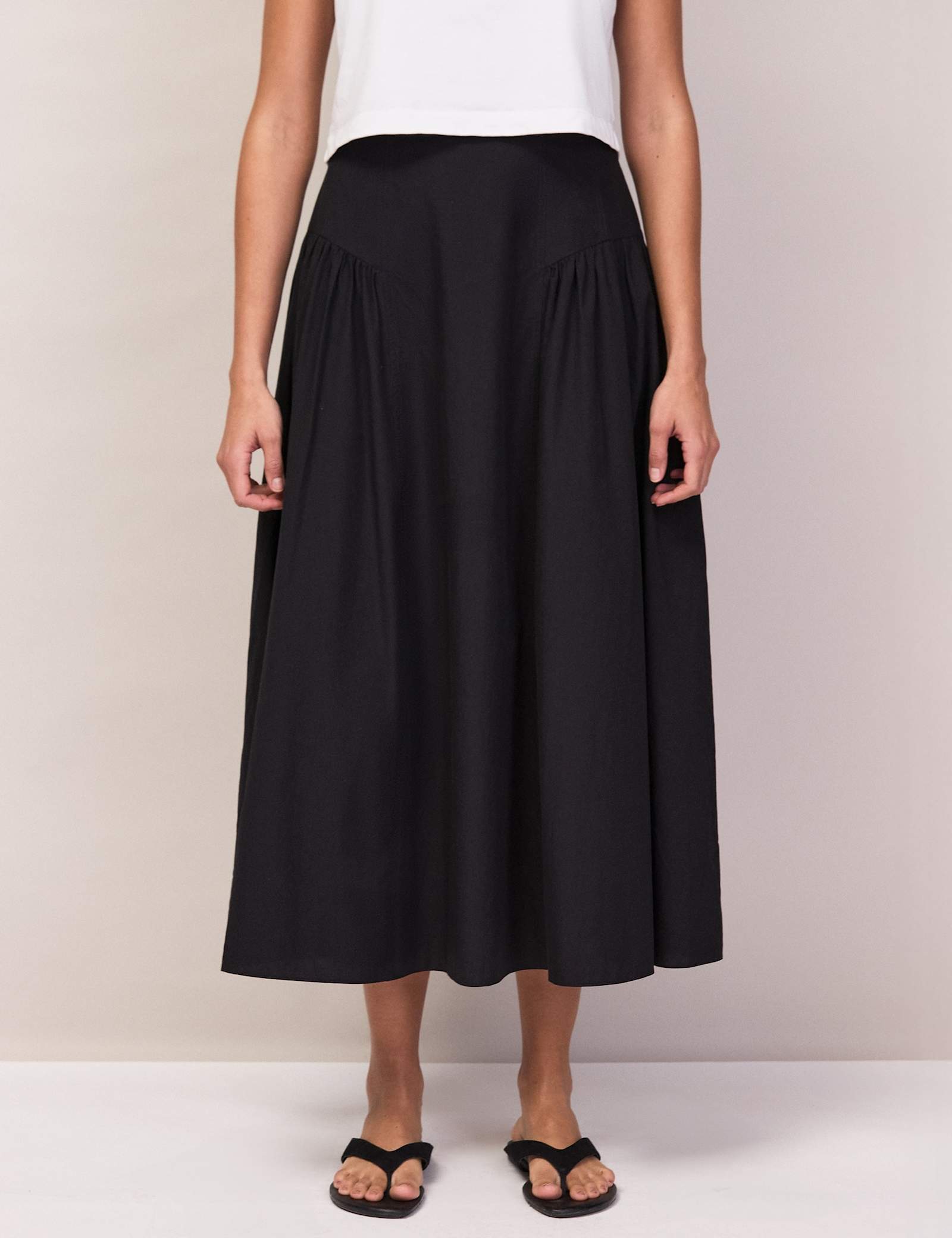 Pure Cotton Midi A-Line Skirt - image 5