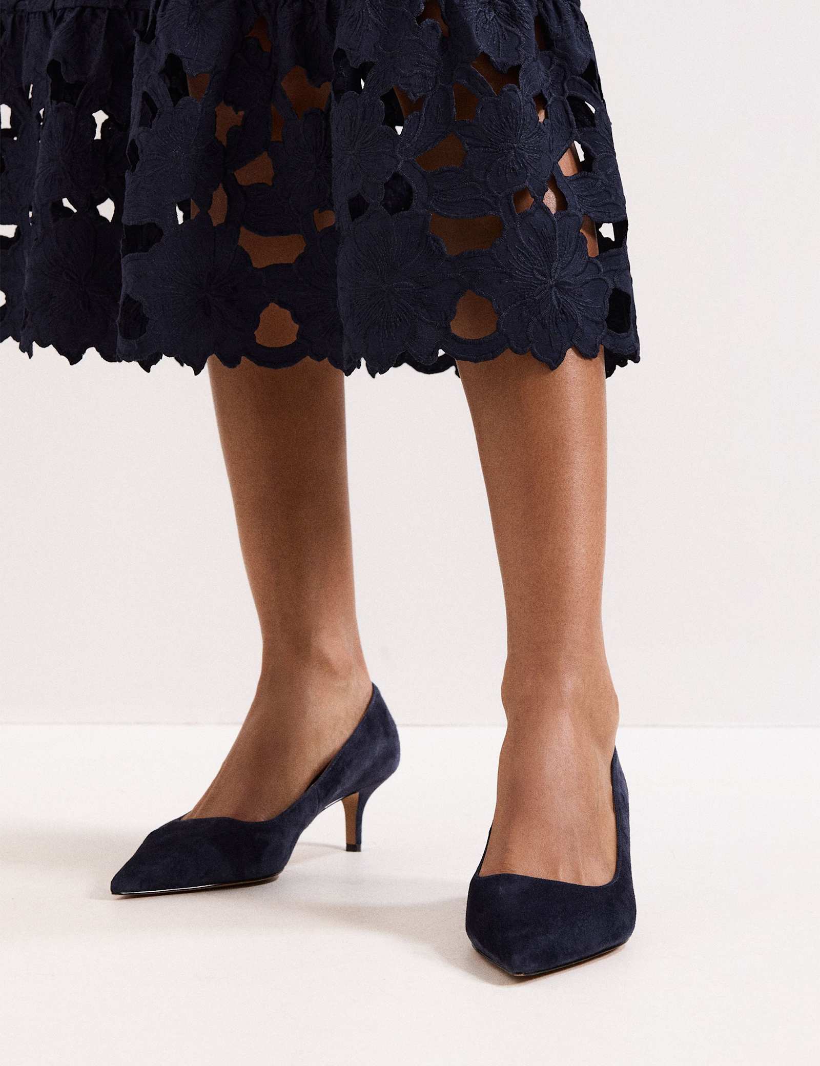 Suede Kitten Heel Pointed Court Shoes - image 4