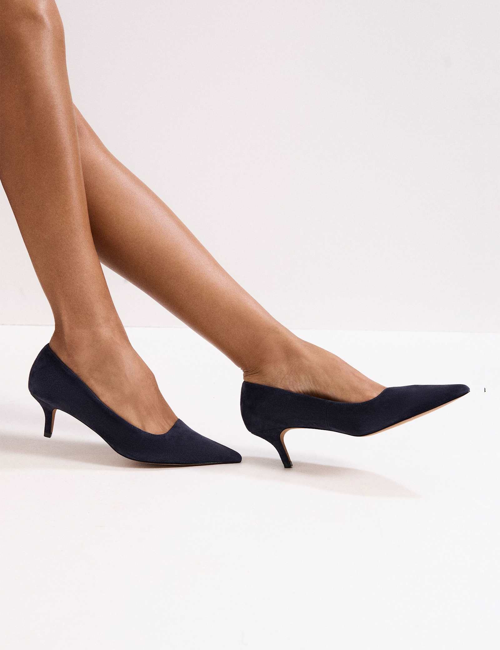 Suede Kitten Heel Pointed Court Shoes - image 3