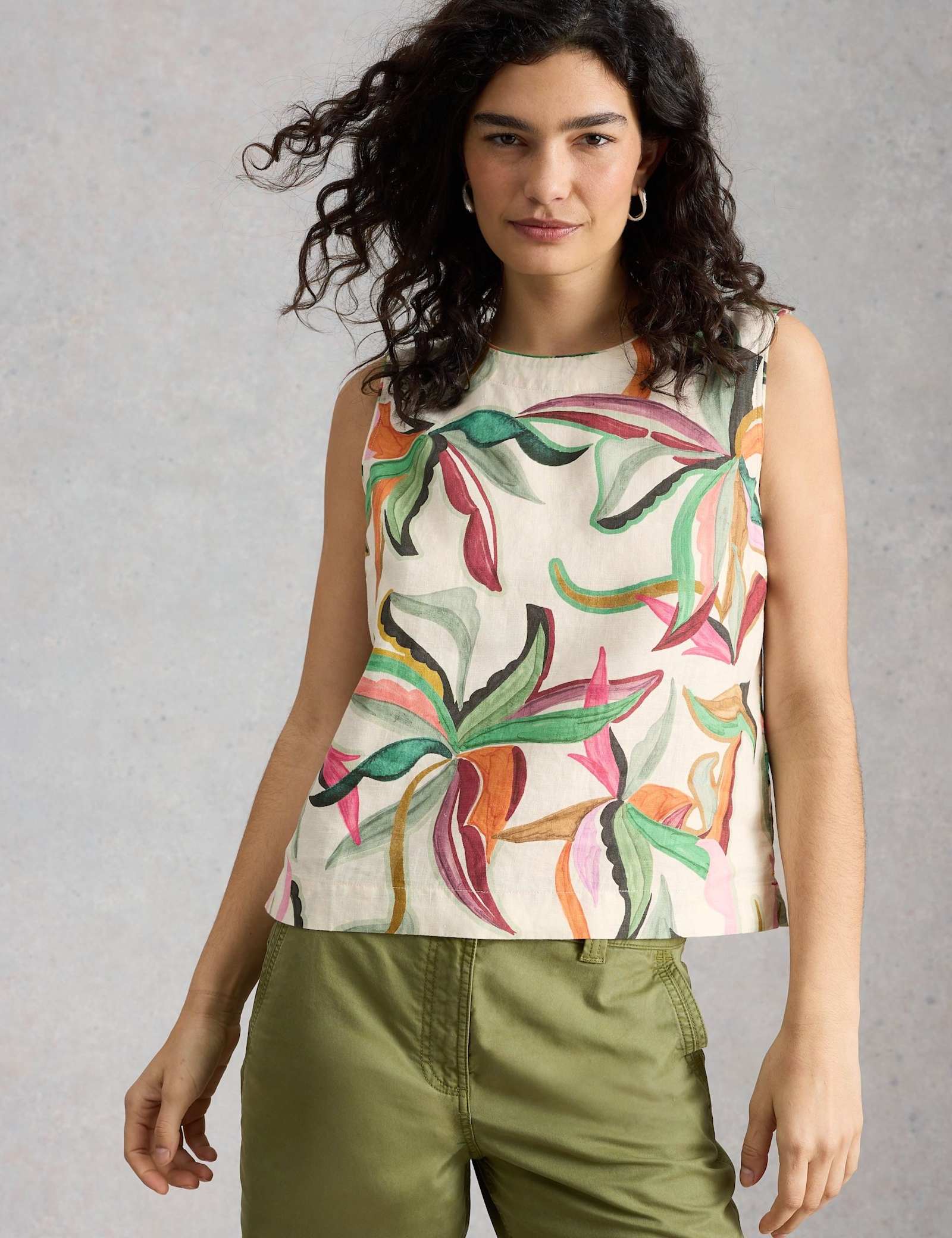 Pure Linen Floral Vest Top - image 5