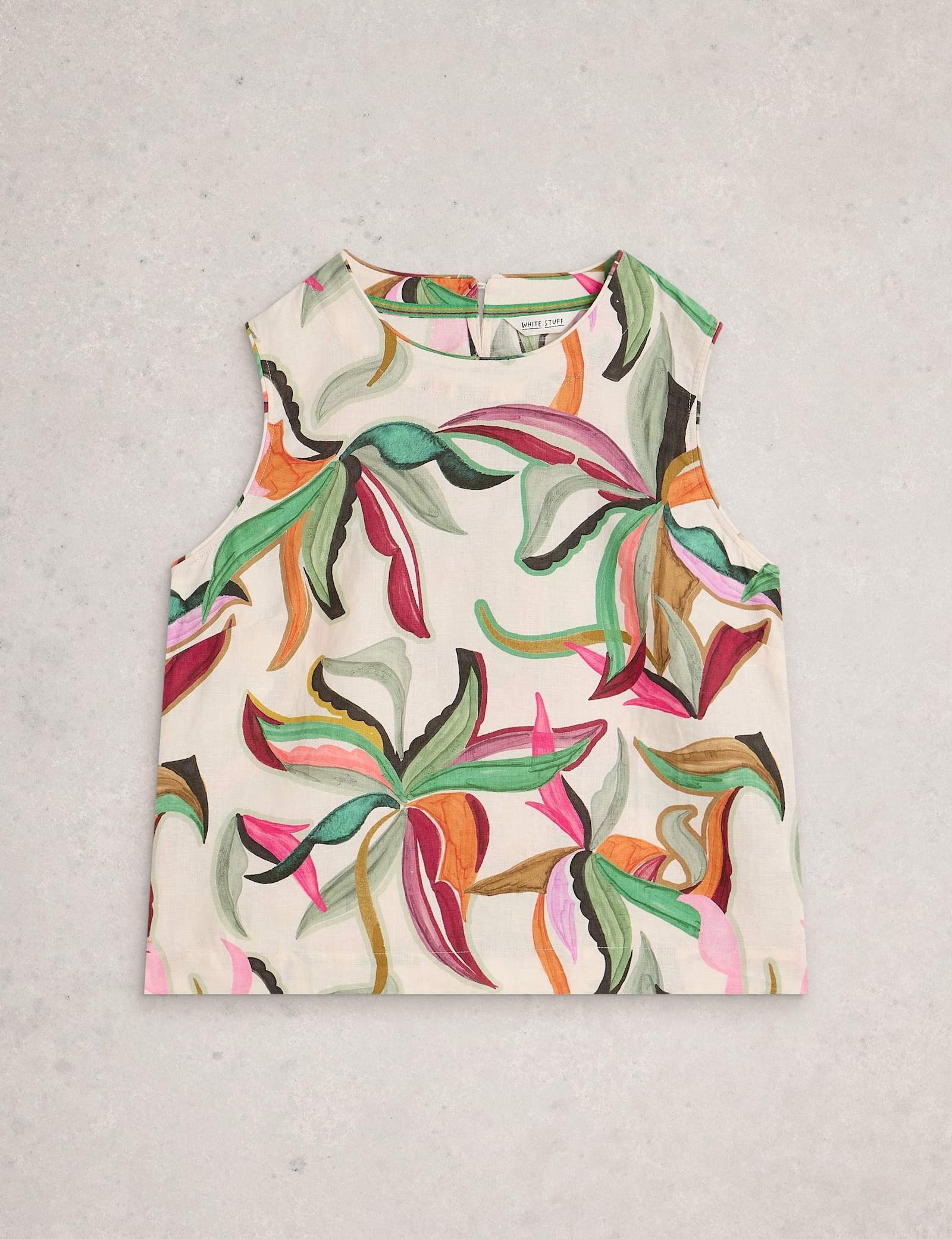 Pure Linen Floral Vest Top - image 1