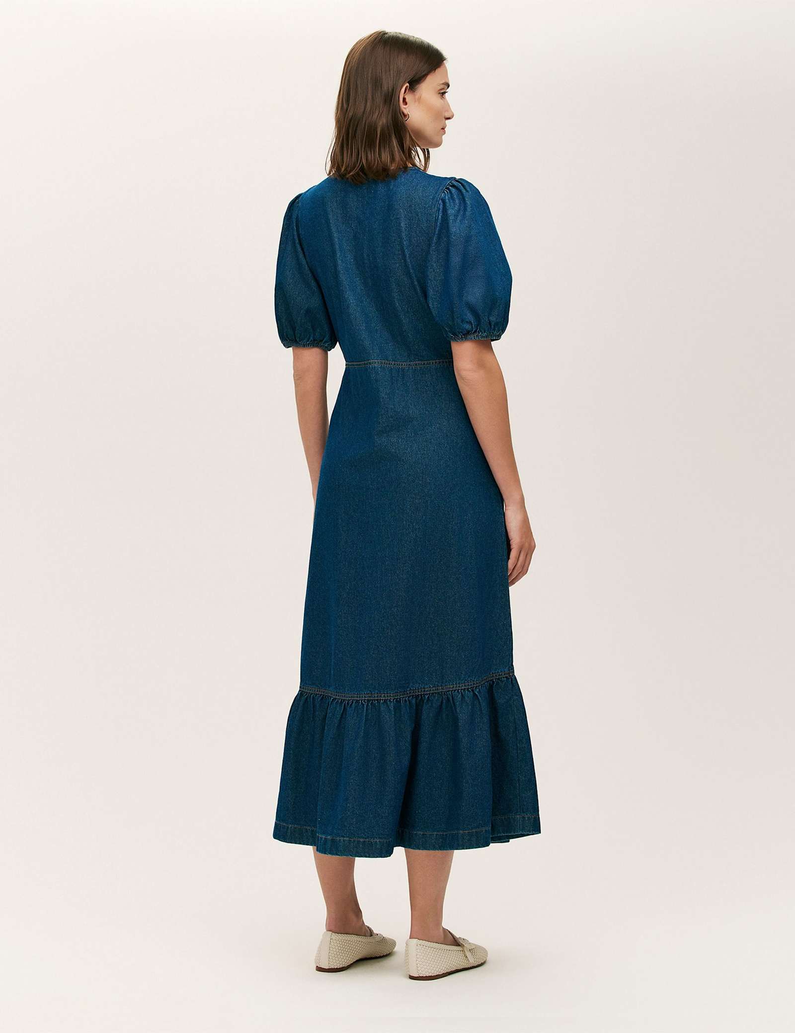 Denim Button Through Midi Tiered Dress - image 5