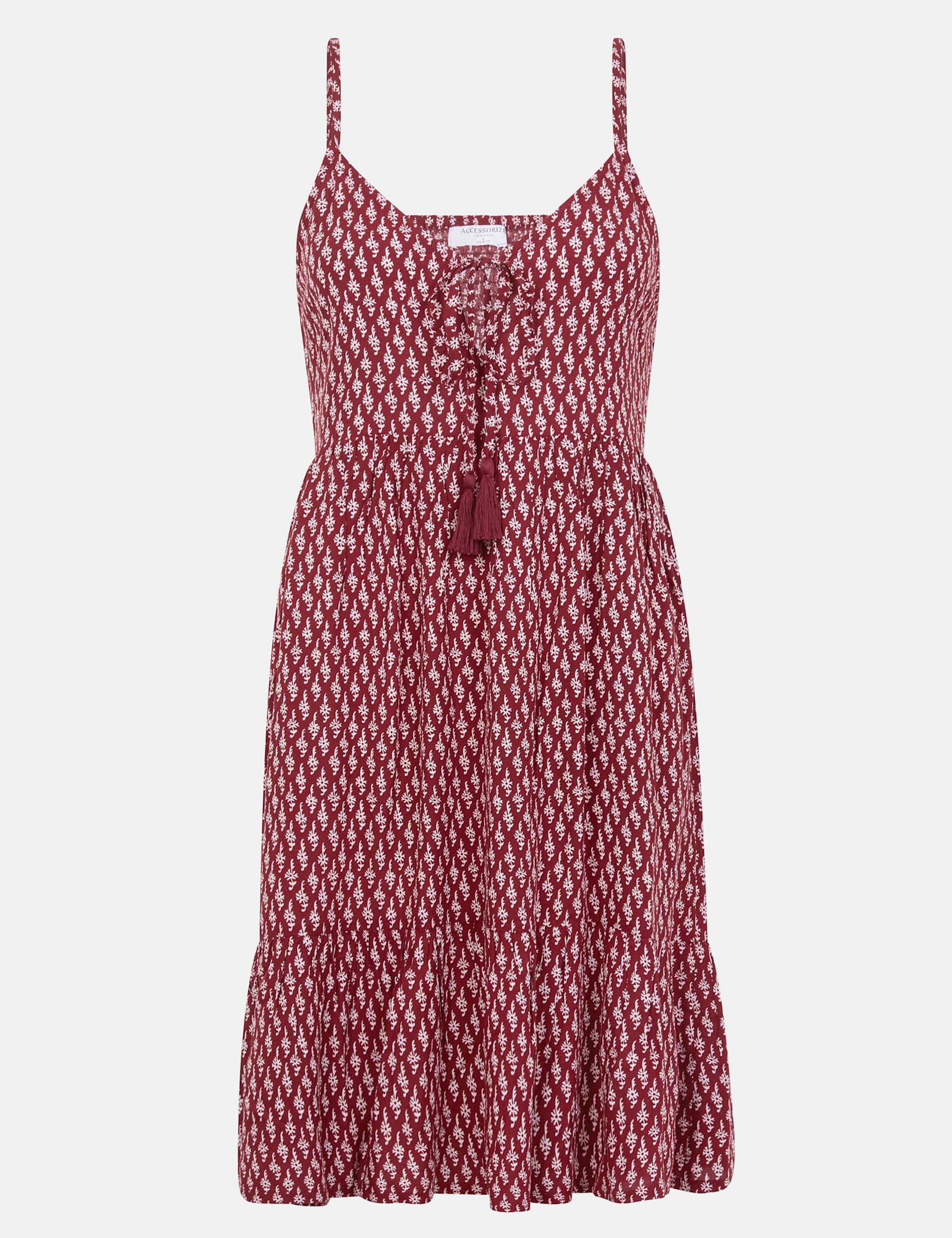 Printed V-Neck Tie Front Mini Beach Dress - image 1