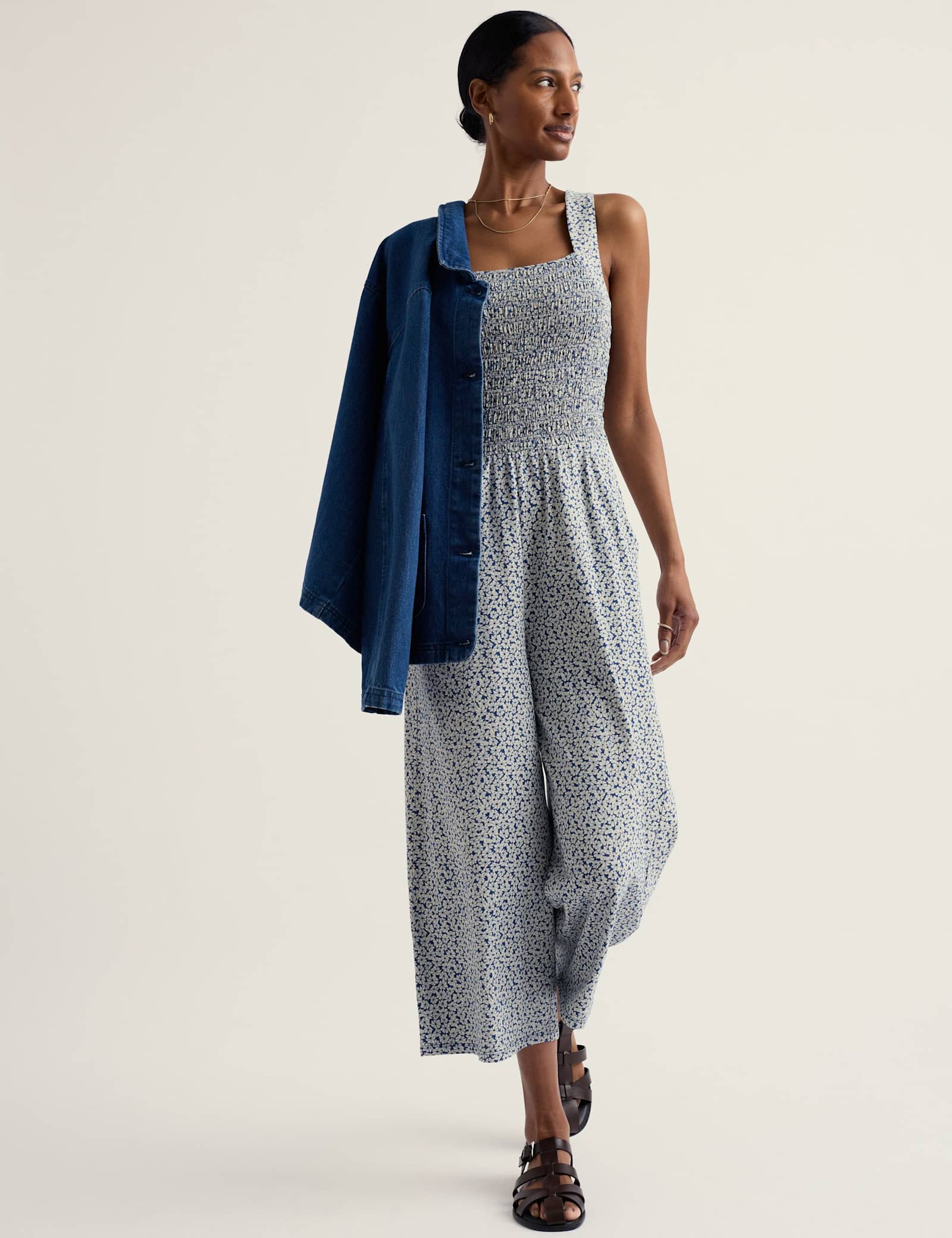 Cotton Rich Jersey Printed Cropped Jumpsuit - image 2