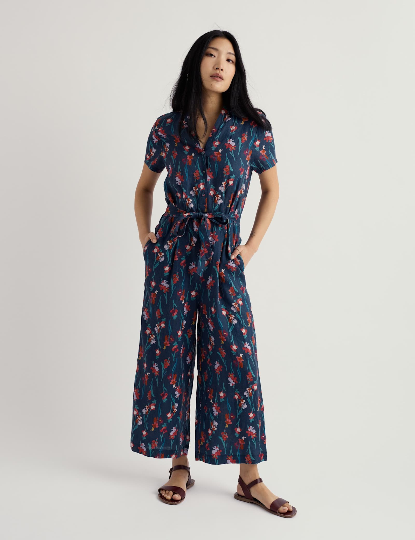 Pure Linen Floral Jumpsuit - image 2