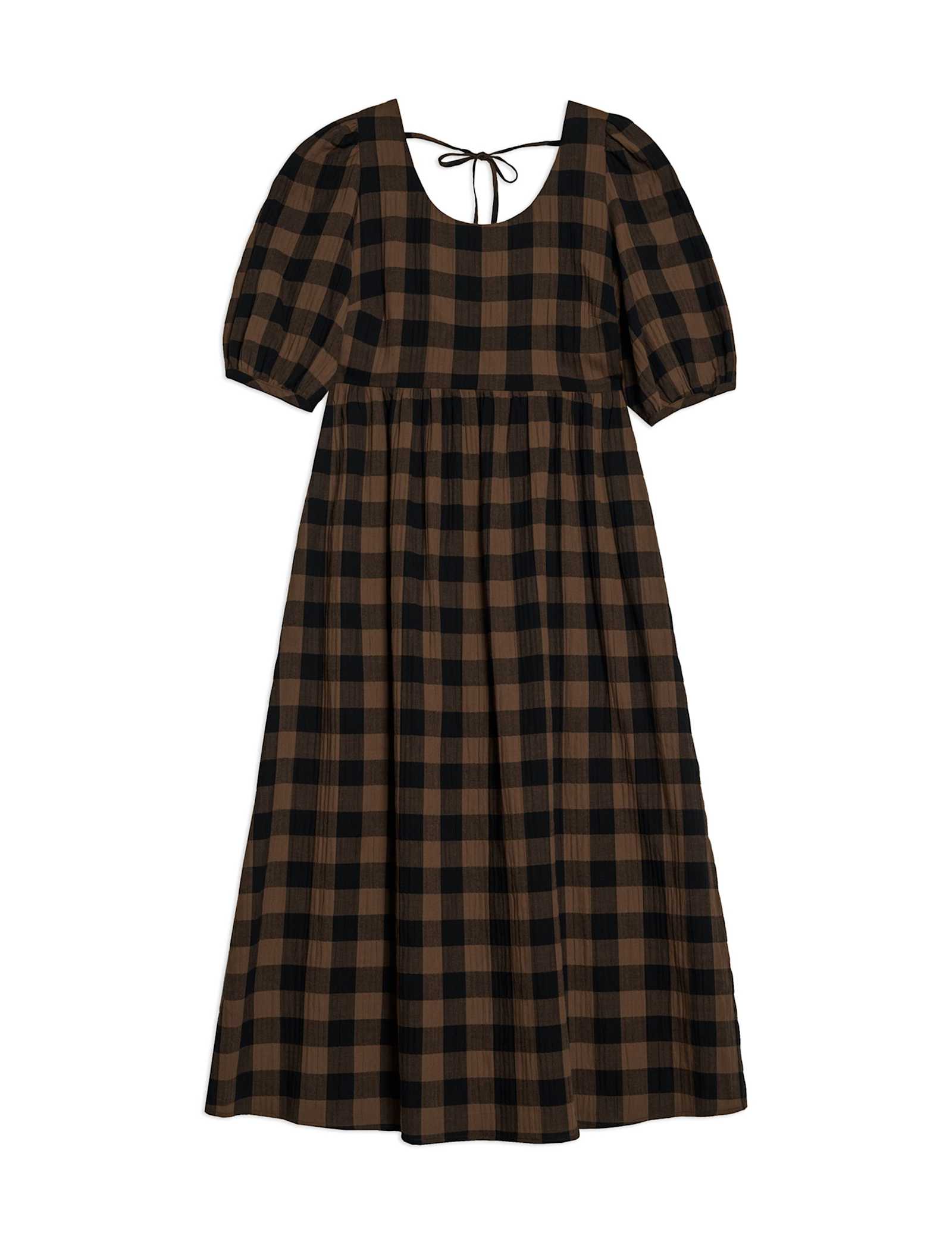 Cotton Rich Checked Midi Waisted Dress - image 1
