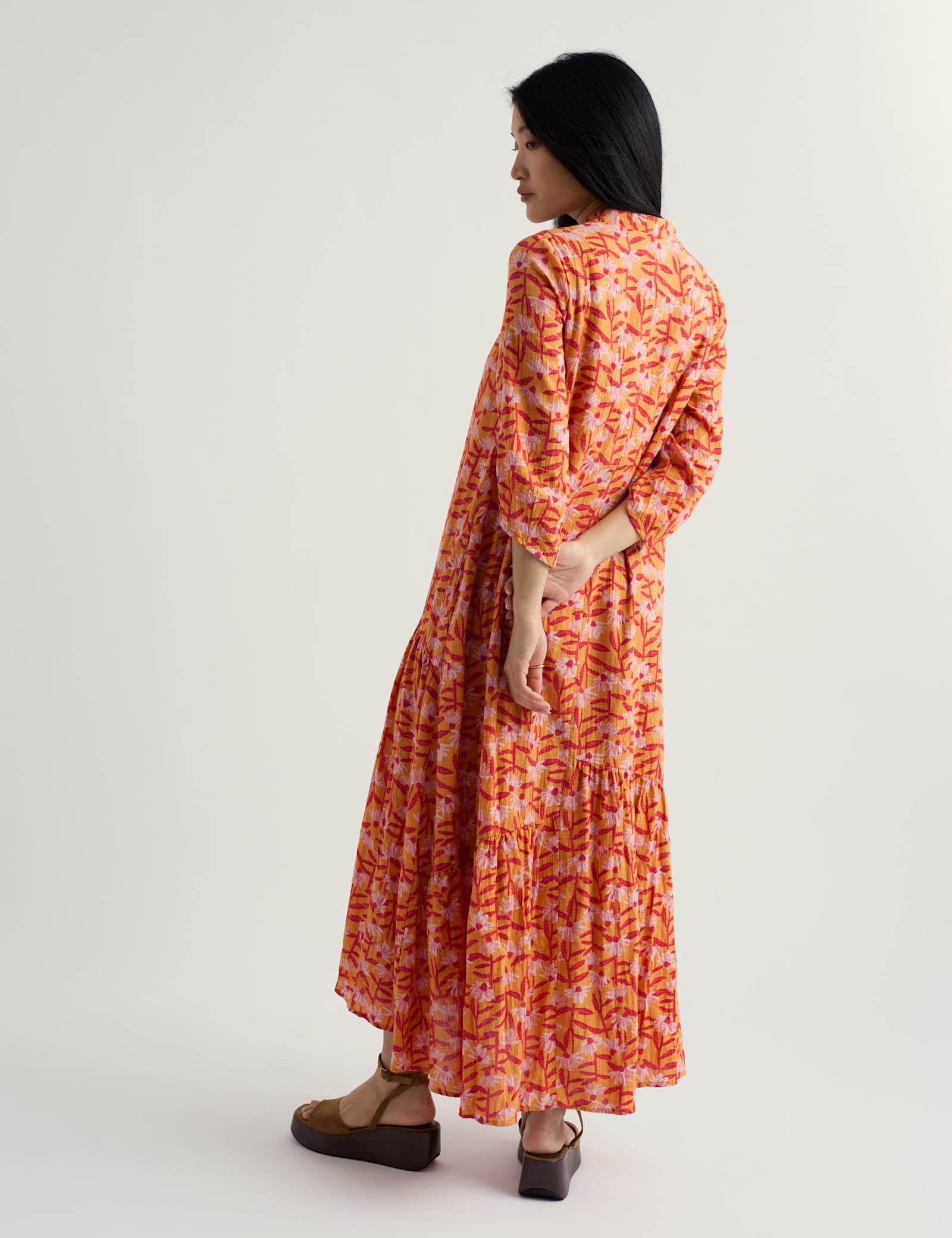 Cotton Rich Floral Midaxi Tiered Dress - image 4