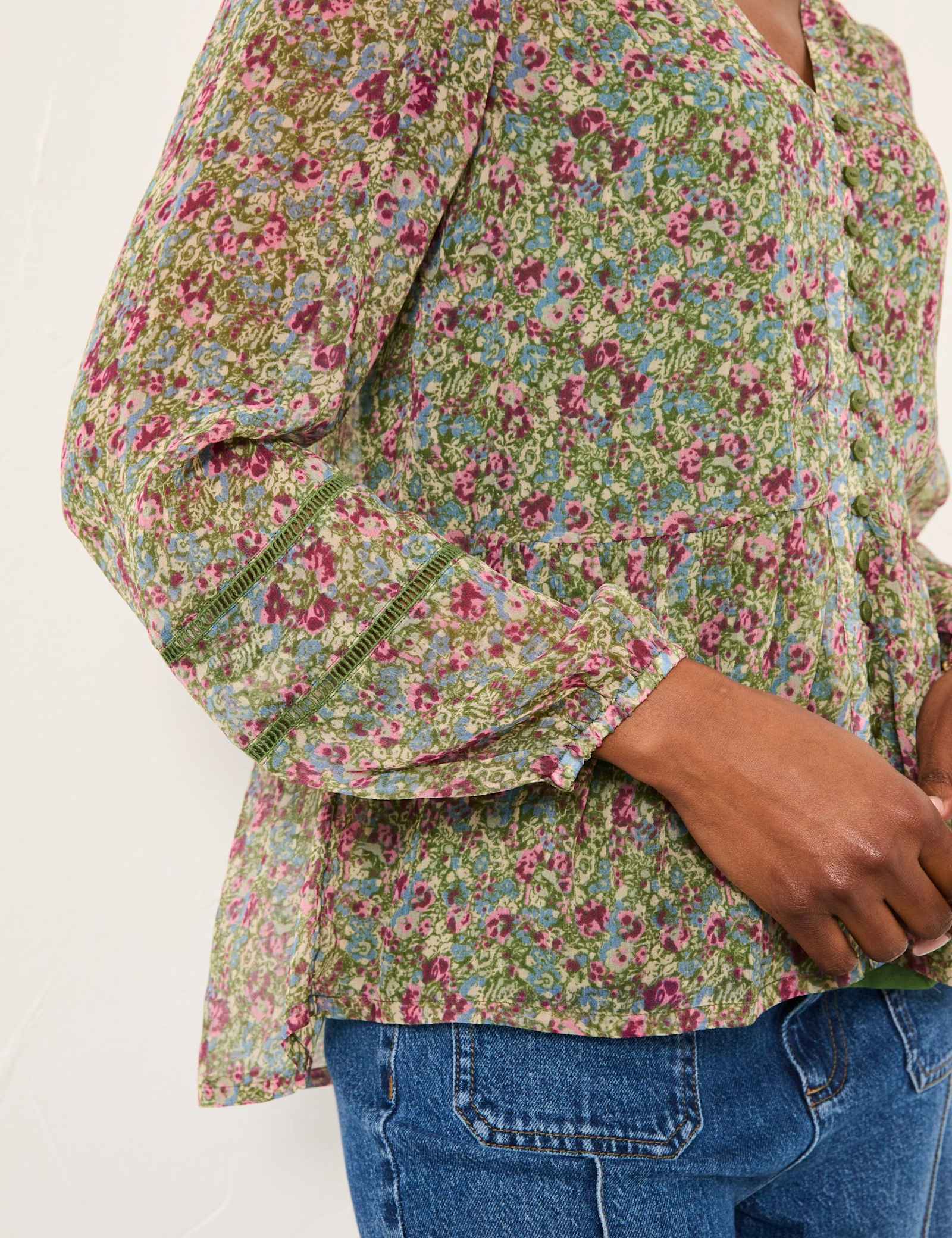 Floral Button Through Blouse - image 4