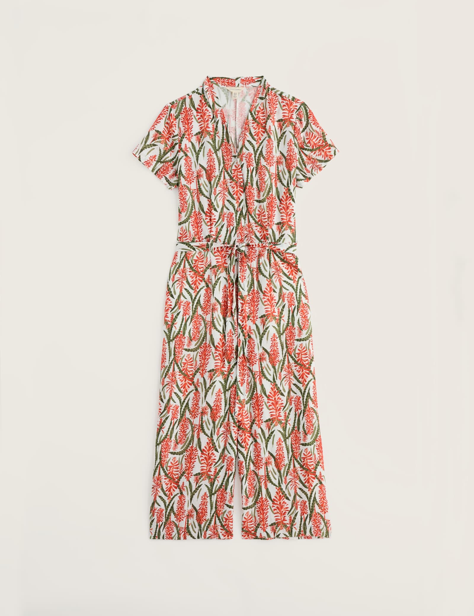 Pure Linen Floral Cropped Jumpsuit - image 1