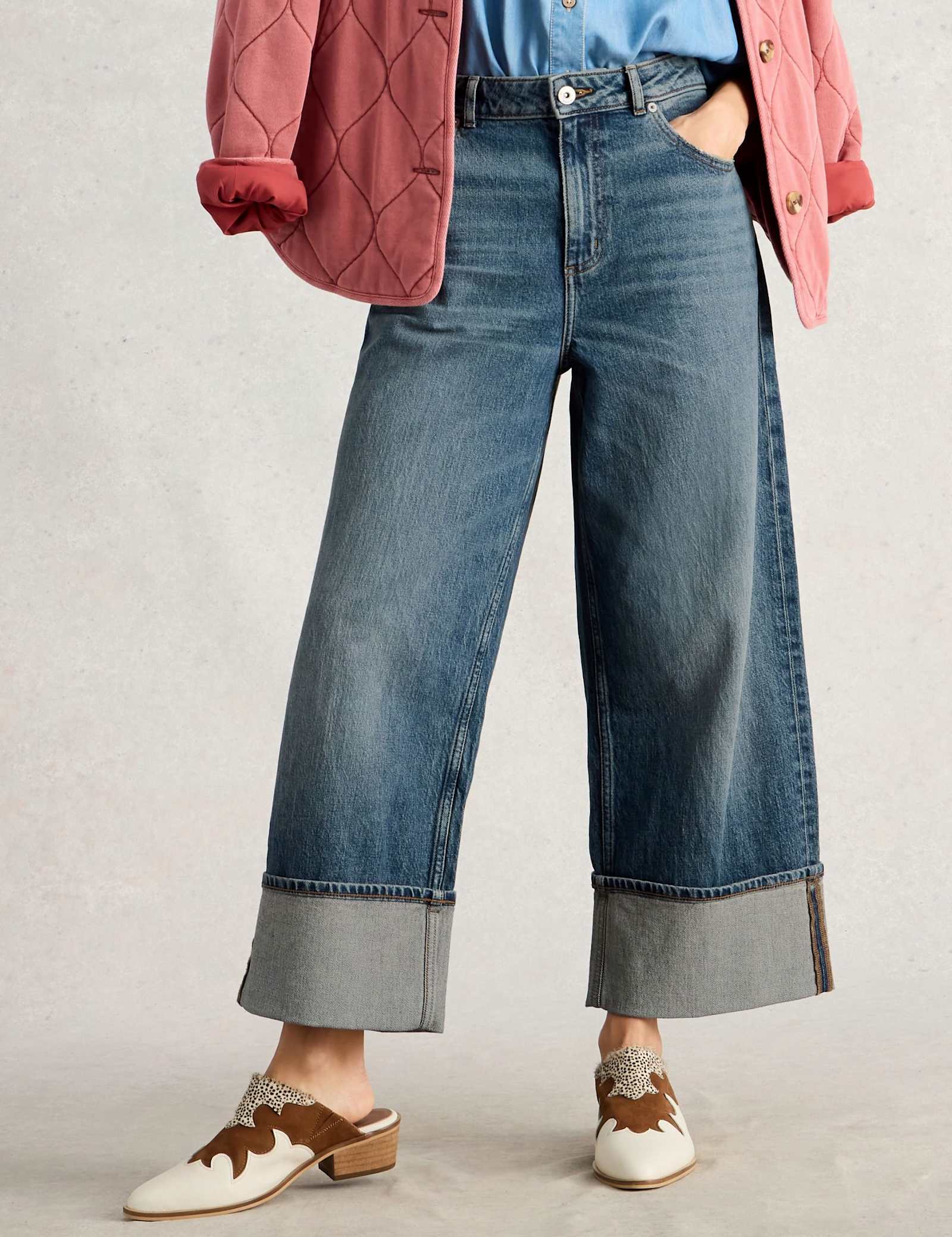 Straight Leg Turn Up Ankle Grazer Jeans - image 3