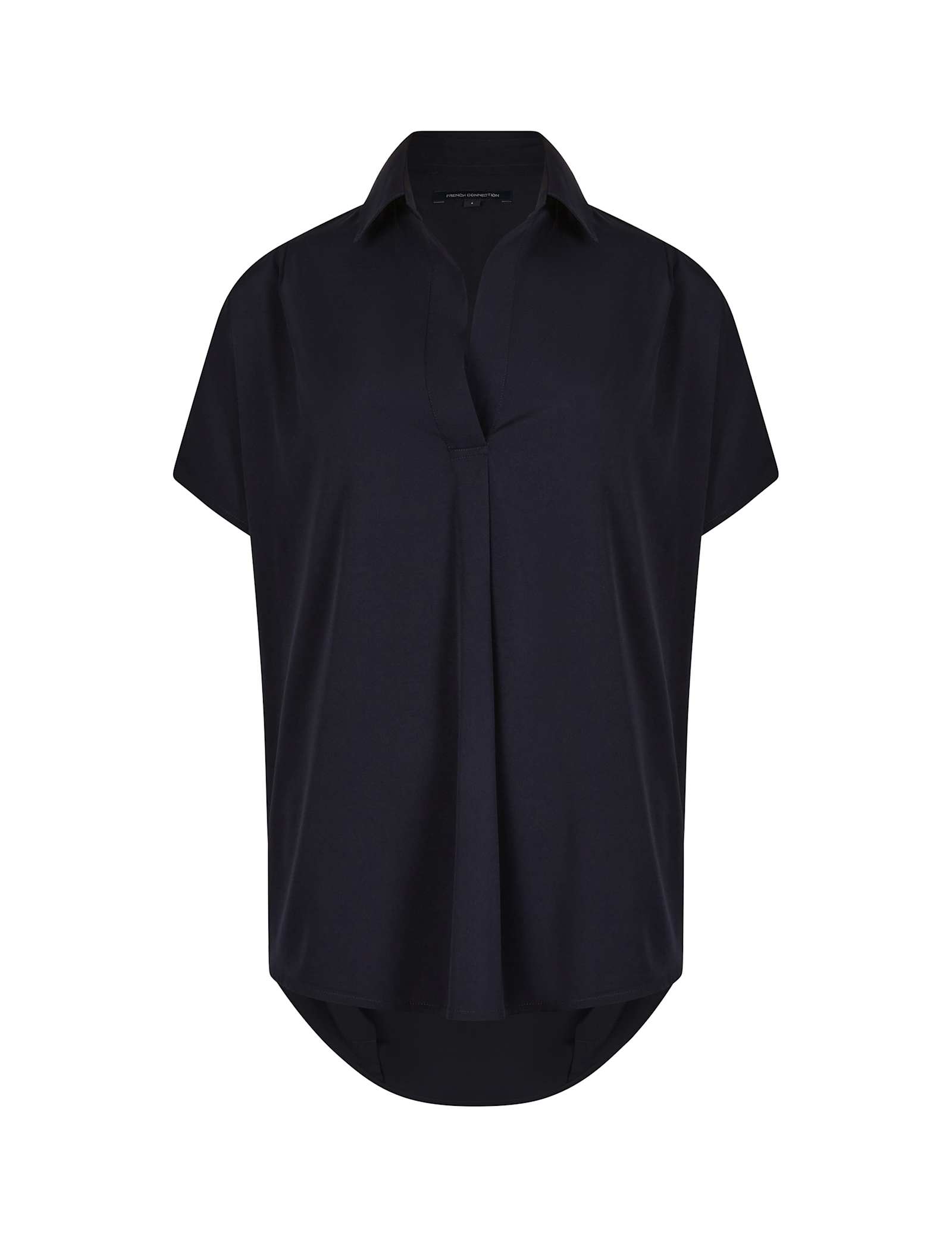 Crepe Collared Popover Blouse