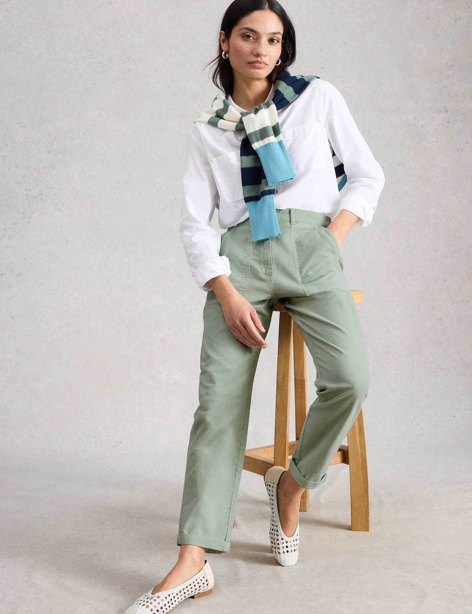 Cotton Rich Tapered Chinos With Linen - image 4
