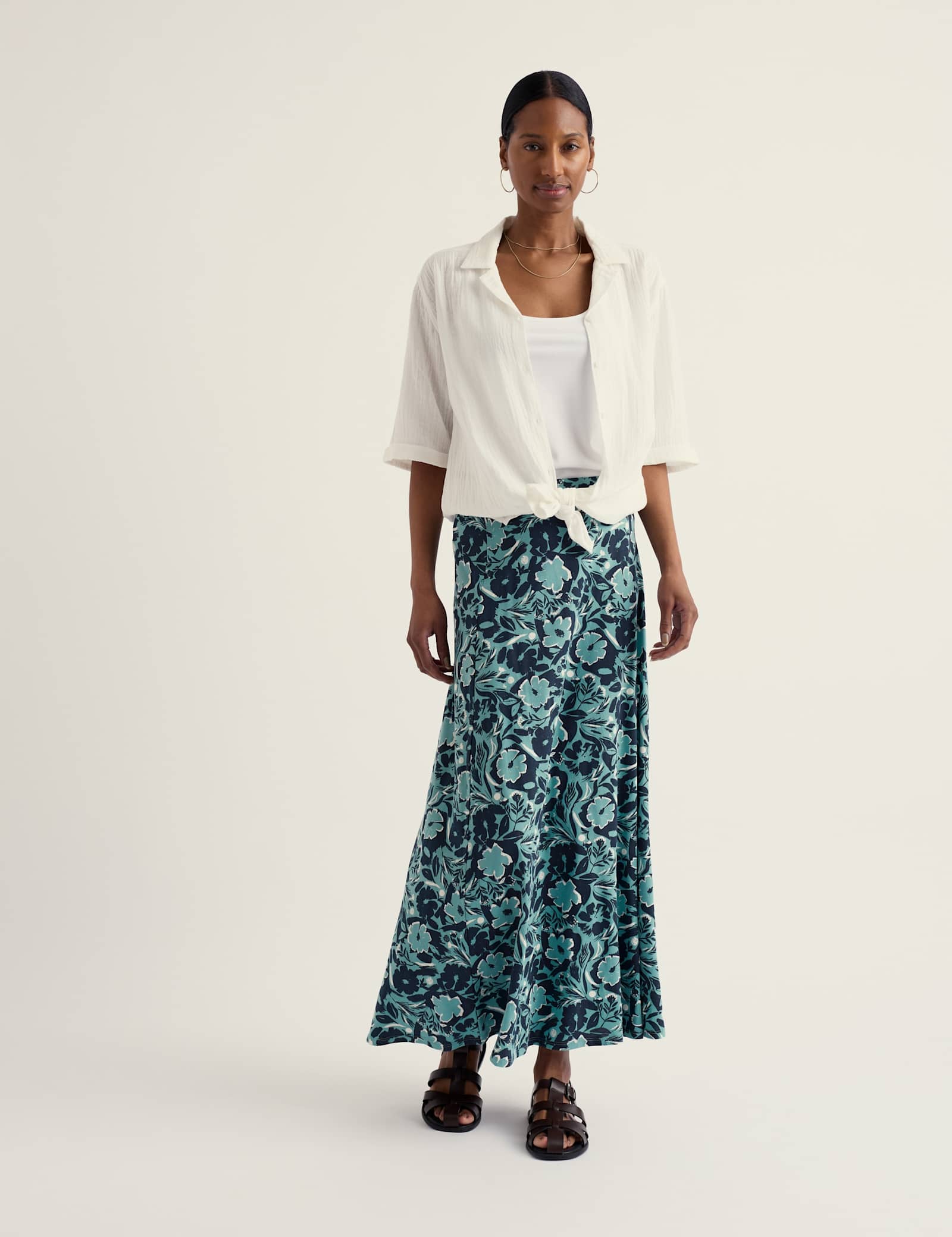 Cotton Rich Floral Midaxi A-Line Skirt - image 2