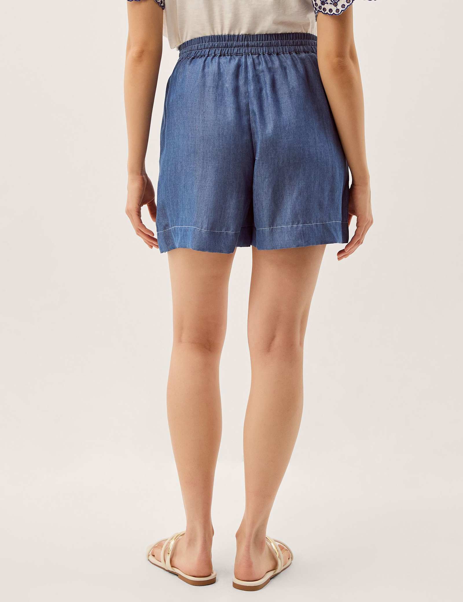 Lyocell Denim Embroidered Drawstring Shorts - image 3