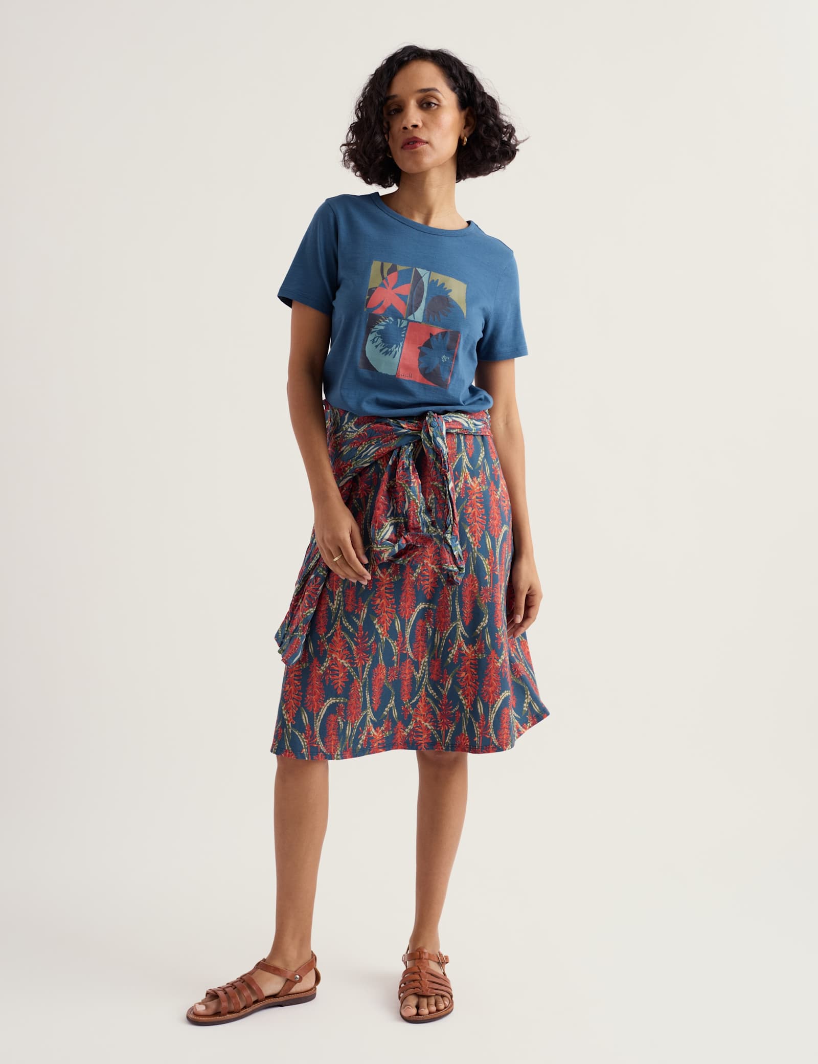Cotton Rich Floral Knee Length A-Line Skirt - image 2
