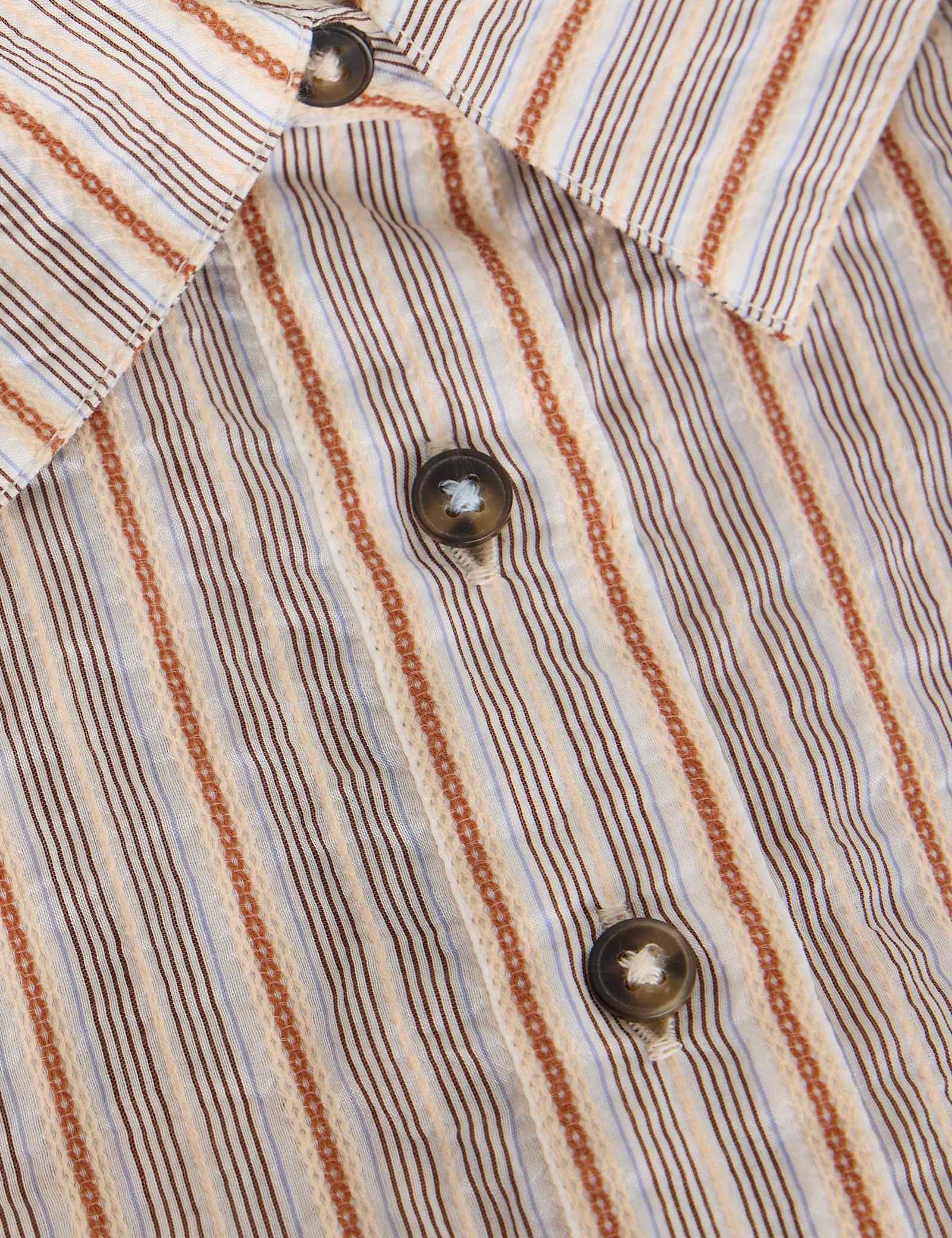 Striped Collared Popover Shirt with Cotton - image 3