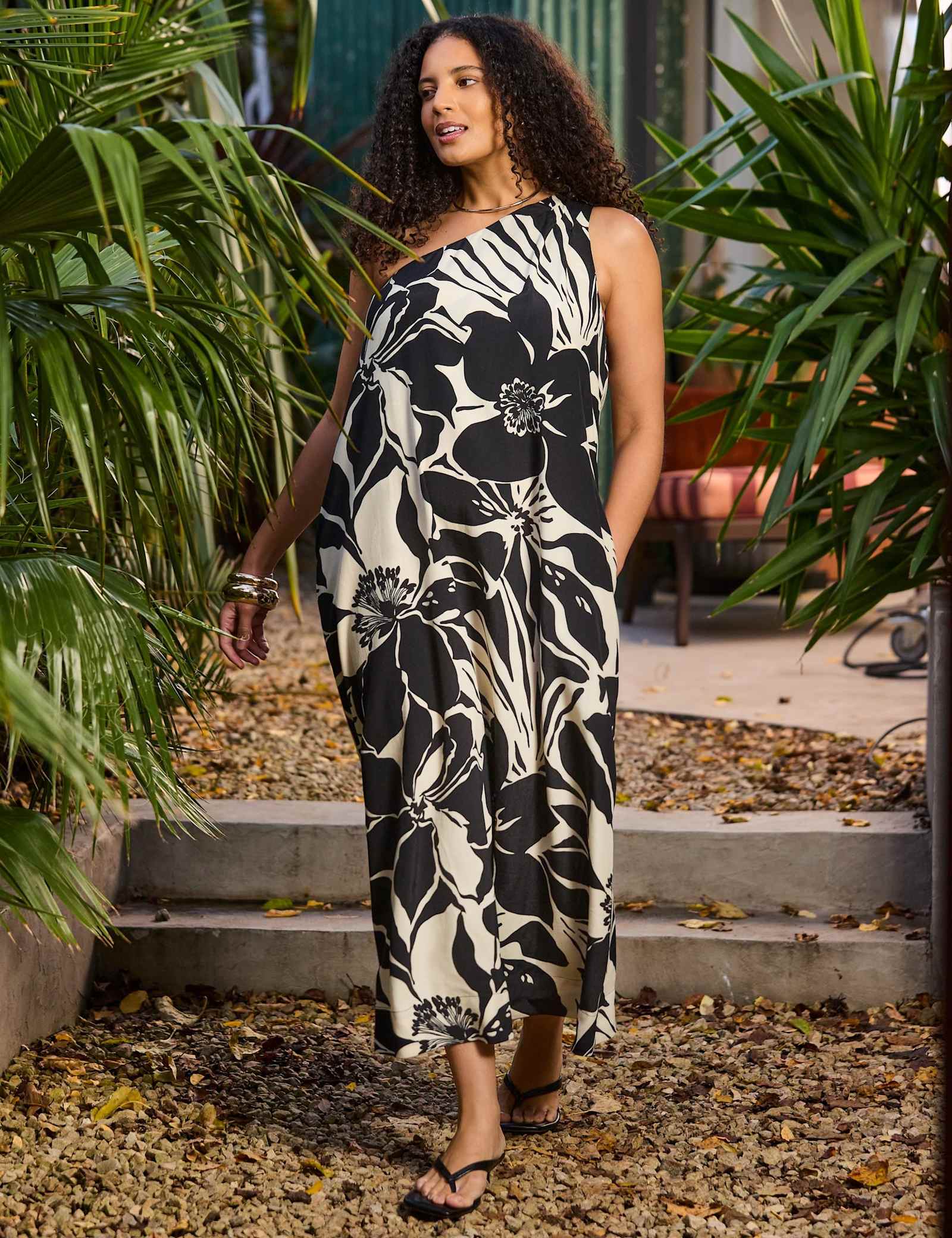 Floral One Shoulder Maxi Beach Dress - image 2