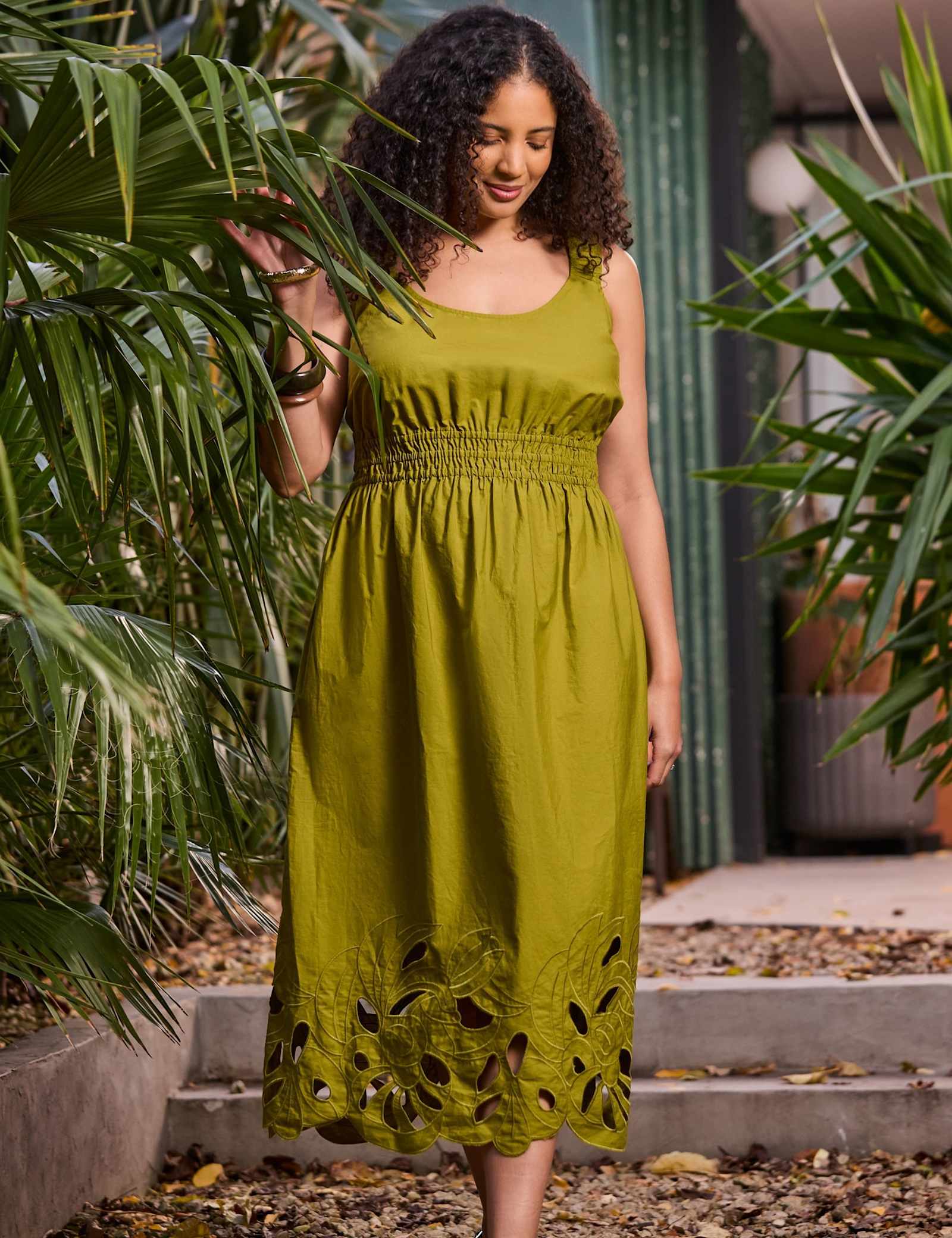 Pure Cotton Embroidered Midi Waisted Dress - image 3
