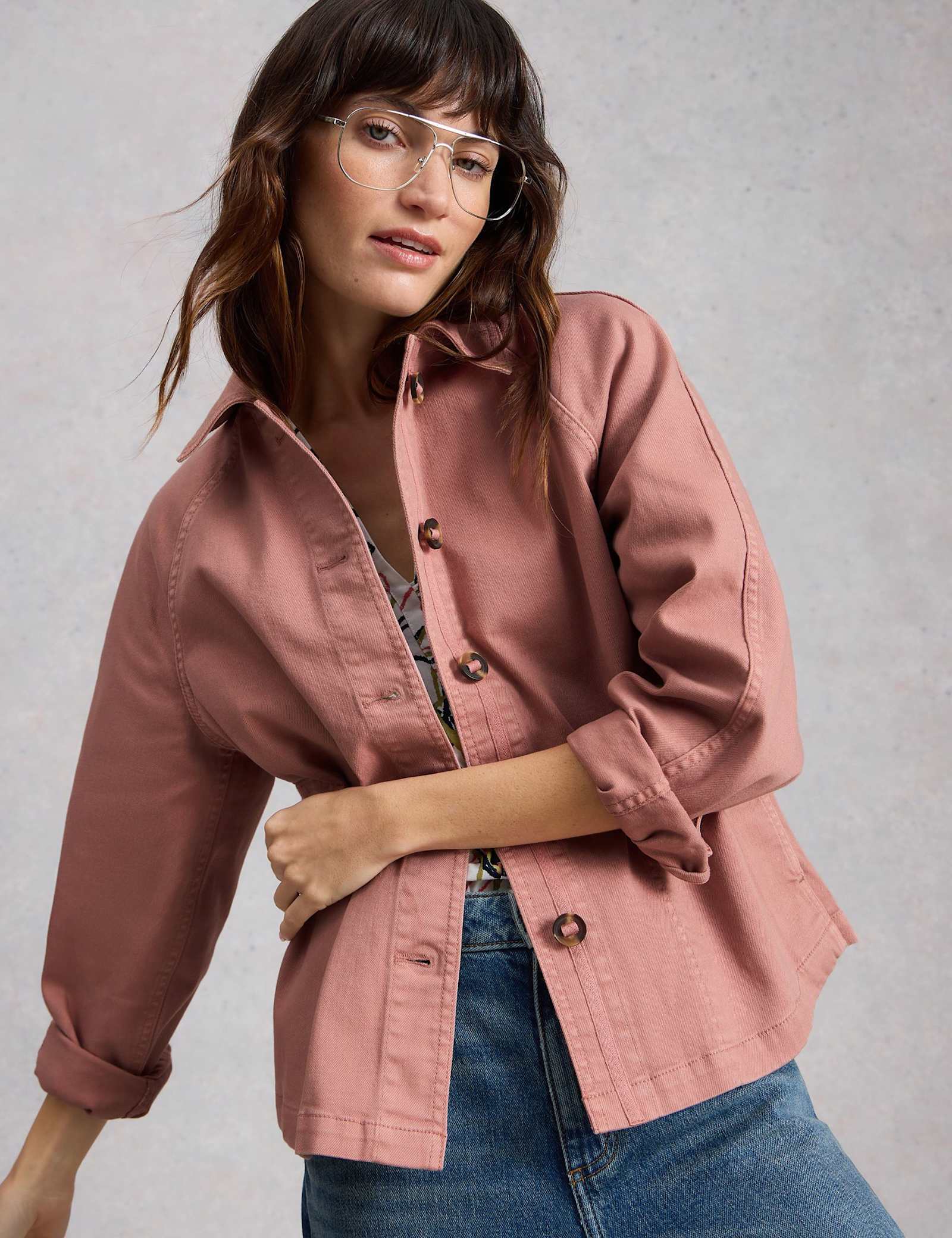 Denim Collared Jacket - image 3
