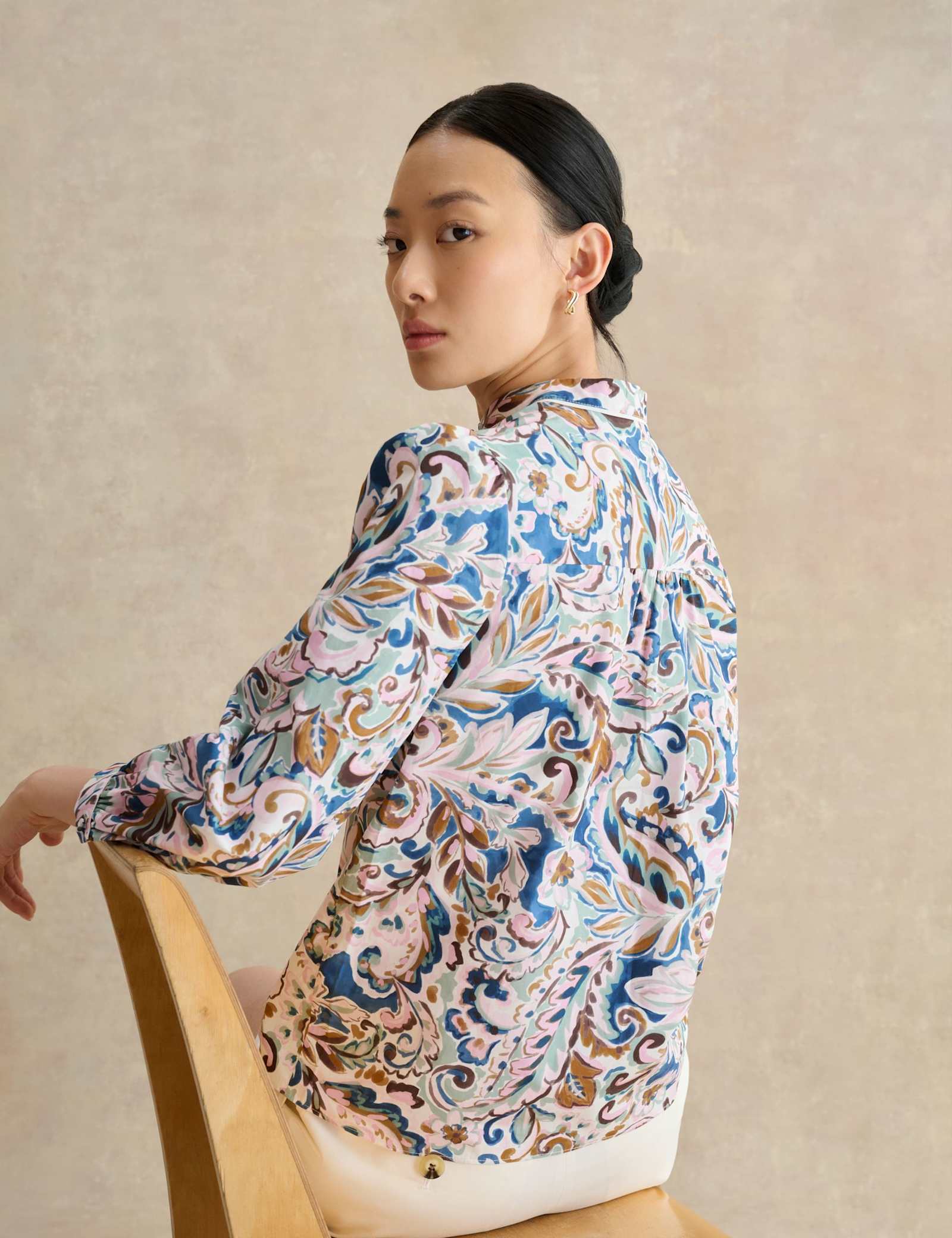 Pure Cotton Paisley High Neck Blouse - image 4