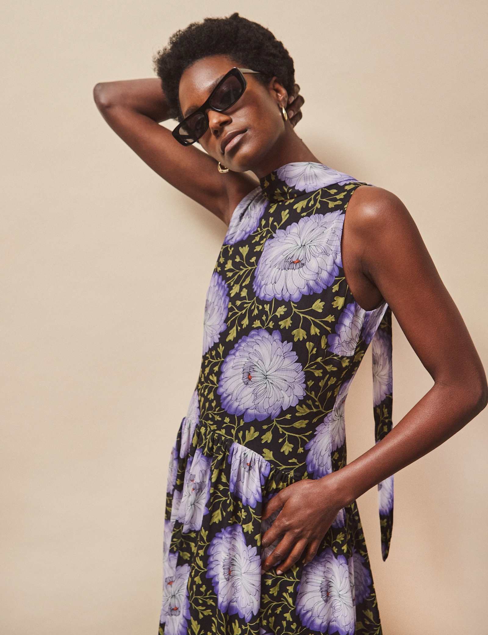 Chiffon Floral High Neck Maxi Dress - image 4