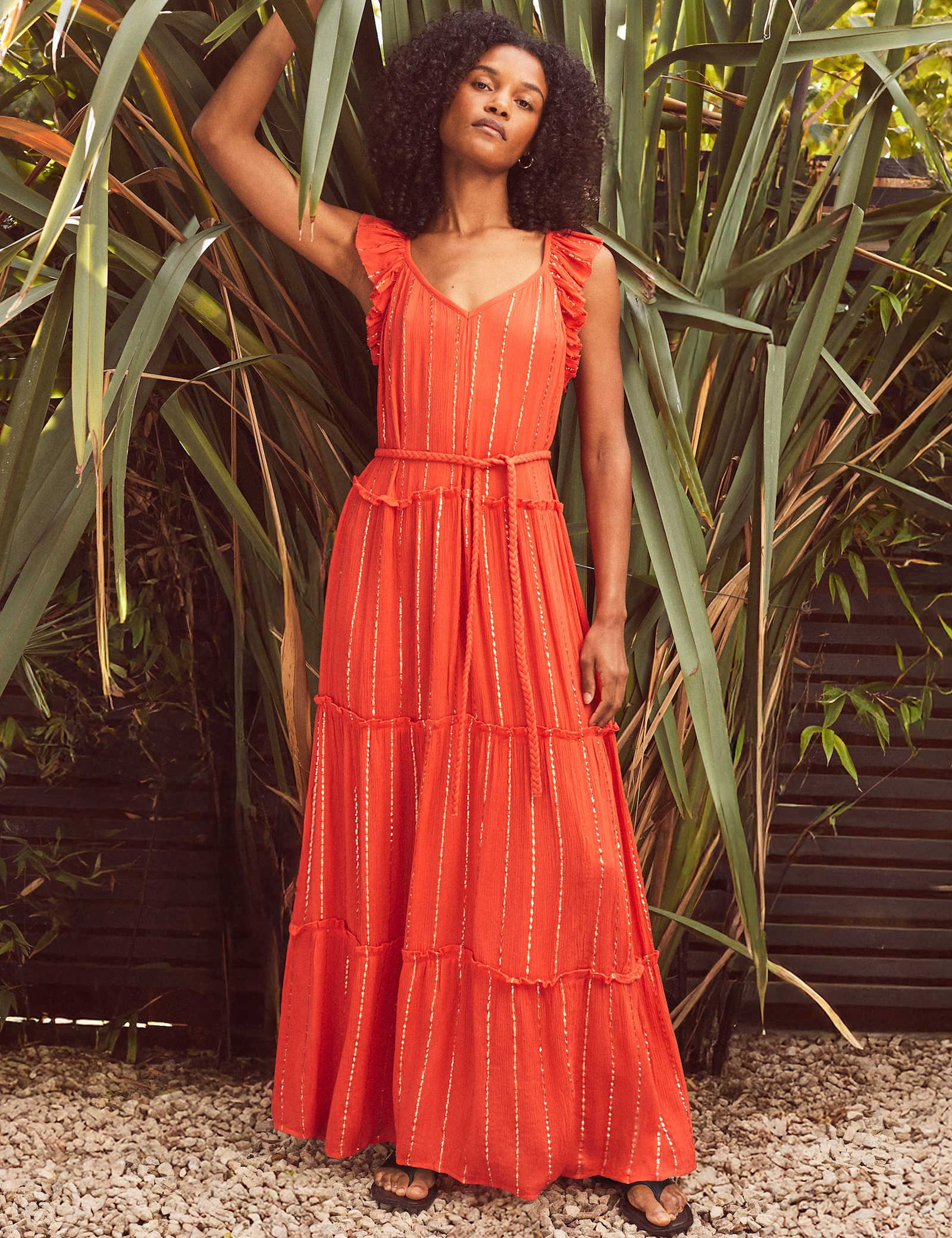Sparkly V-Neck Ruffle Maxi Tiered Dress - image 1