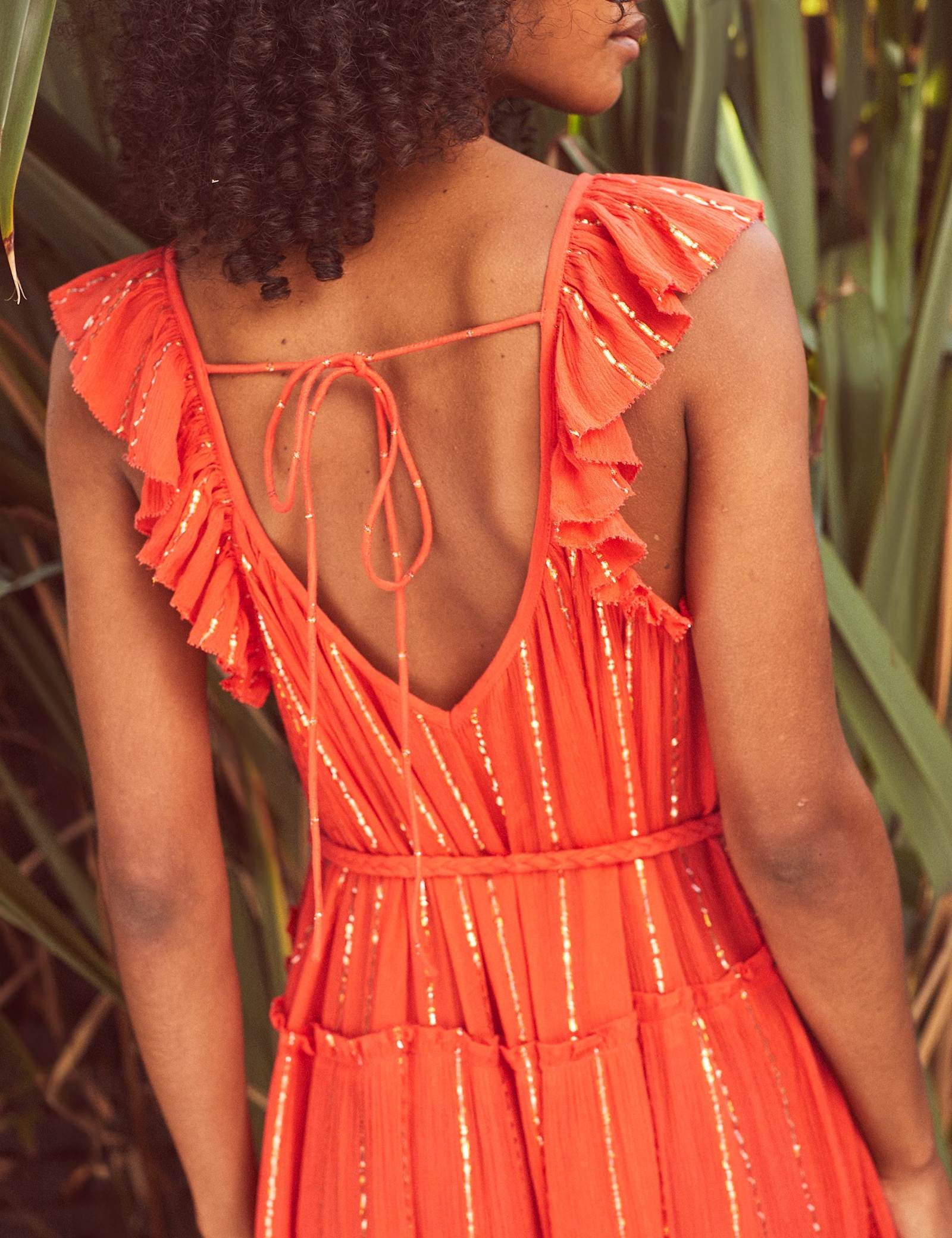 Sparkly V-Neck Ruffle Maxi Tiered Dress - image 2
