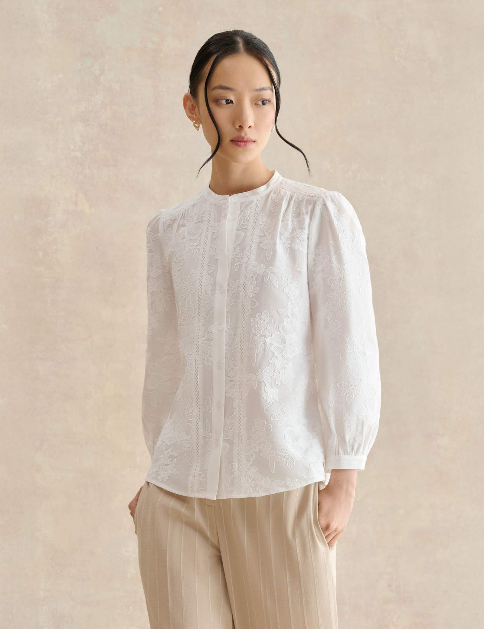 Pure Cotton Embroidered Crew Neck Blouse - image 2