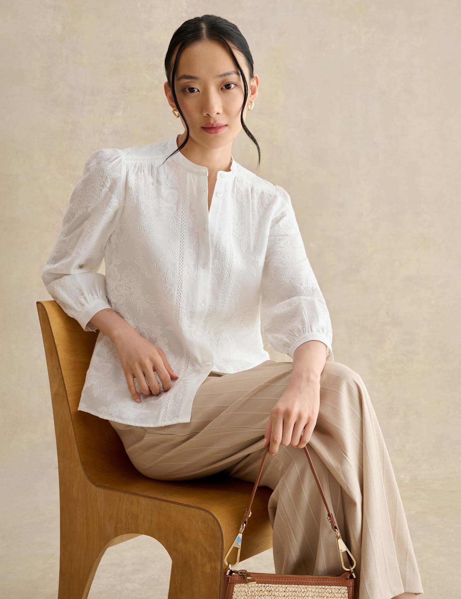 Pure Cotton Embroidered Crew Neck Blouse - image 5