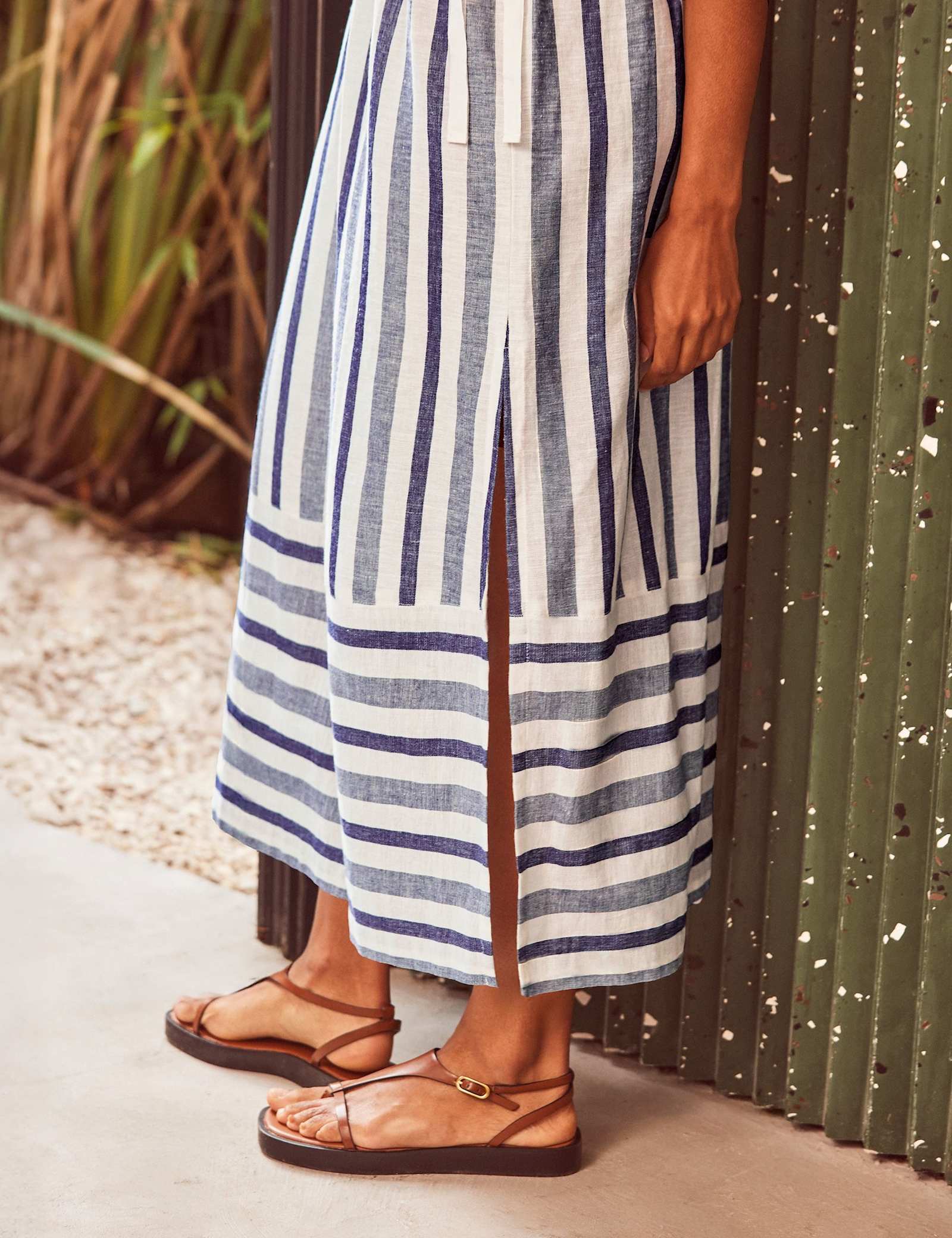 Cotton Blend Striped Kaftan with Linen - image 3