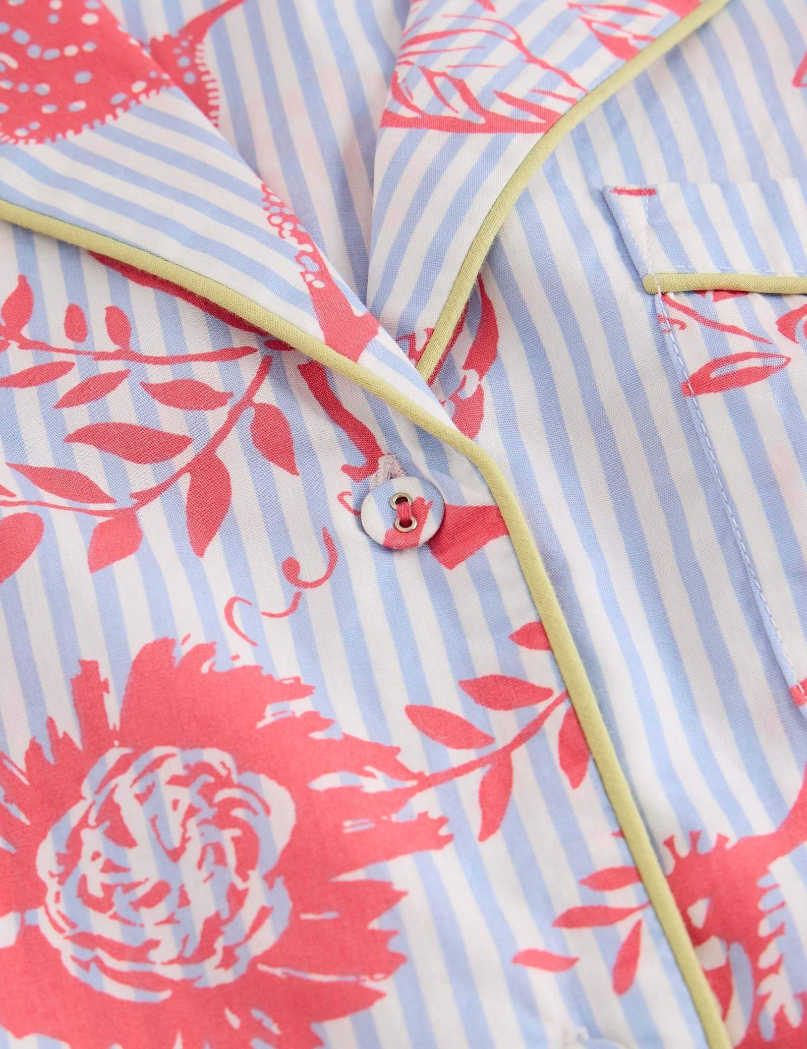 Pure Cotton Floral Striped Revere Pyjama Top - image 5